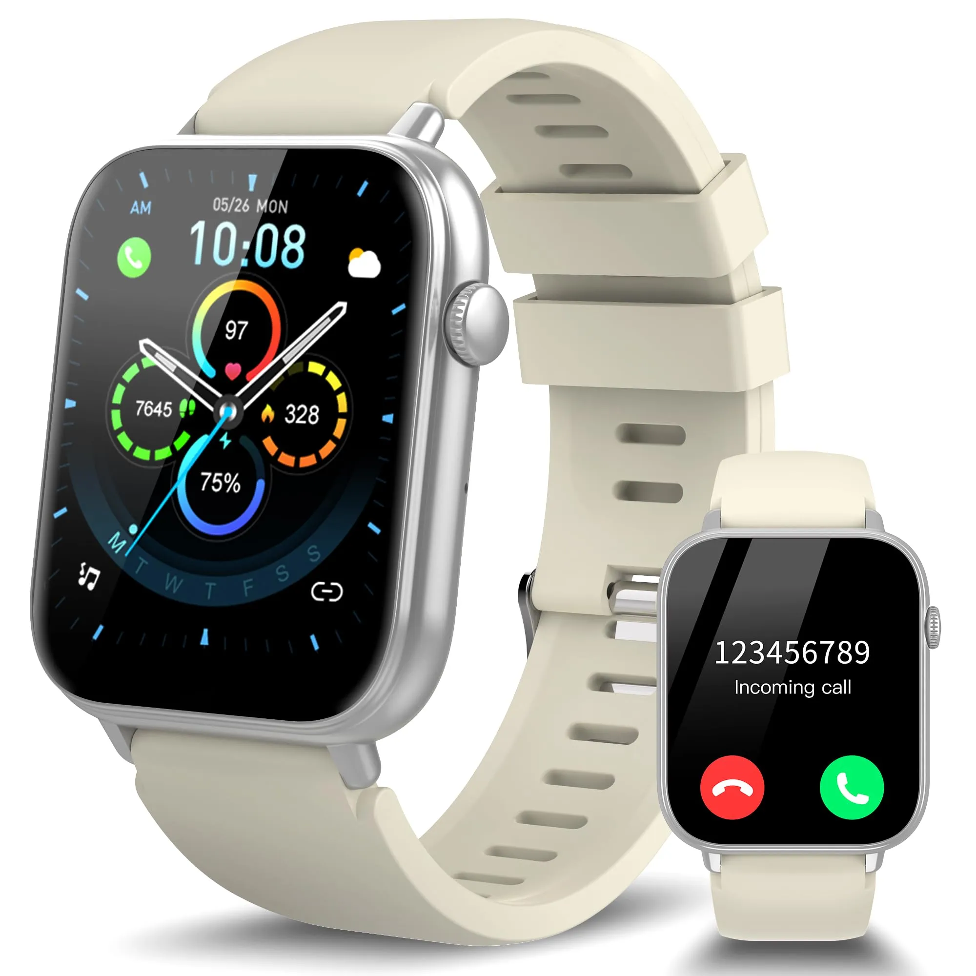 STECEi Smartwatch, Schermo HD 1,85", Chiamate Bluetooth, 112 Modalità Sportive, IP68, Bianco - immagine 1