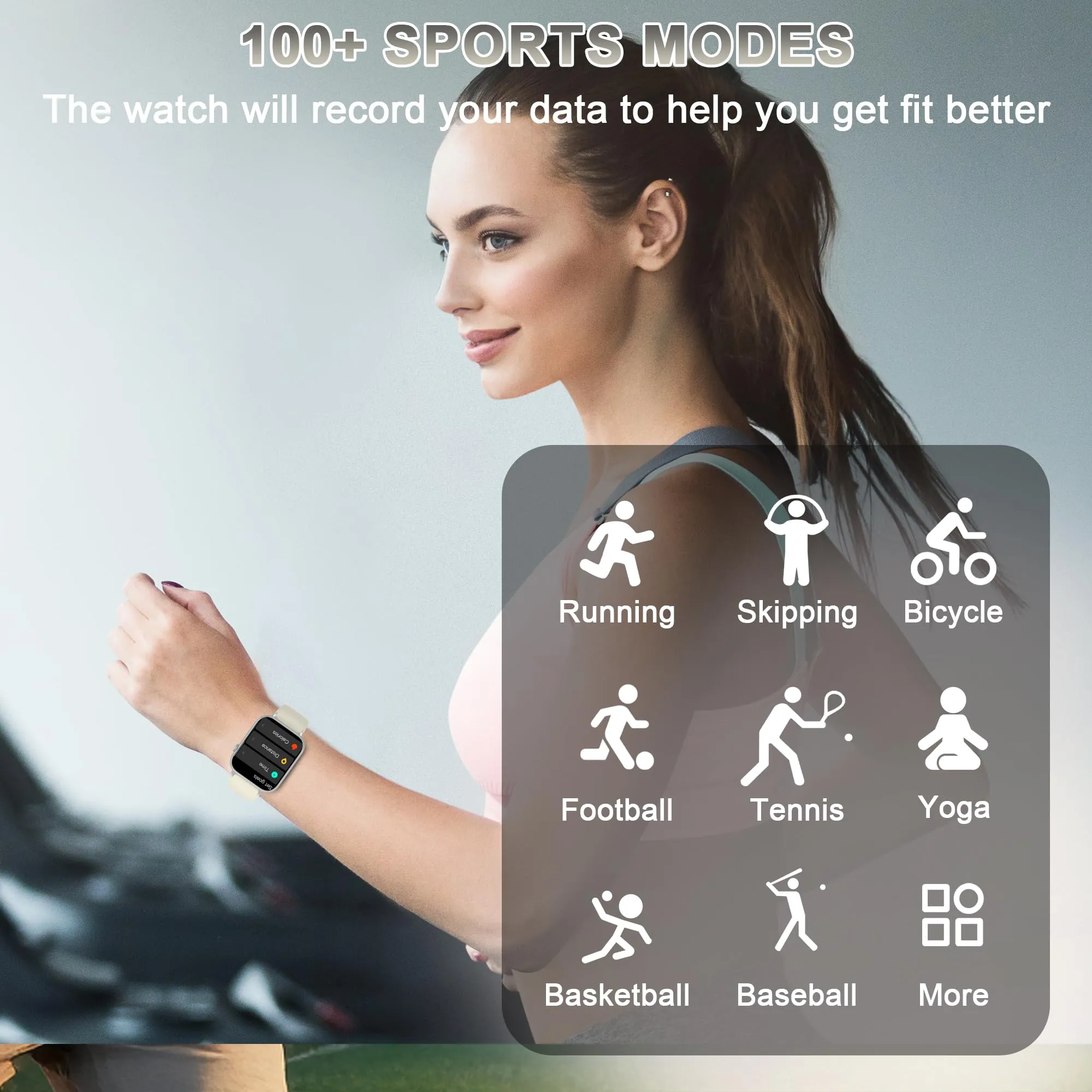 STECEi Smartwatch, Schermo HD 1,85", Chiamate Bluetooth, 112 Modalità Sportive, IP68, Bianco - immagine 3