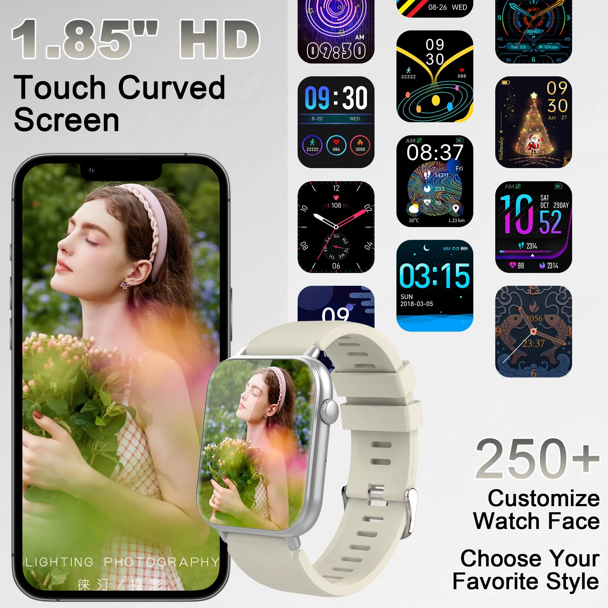 STECEi Smartwatch, Schermo HD 1,85", Chiamate Bluetooth, 112 Modalità Sportive, IP68, Bianco - immagine 4