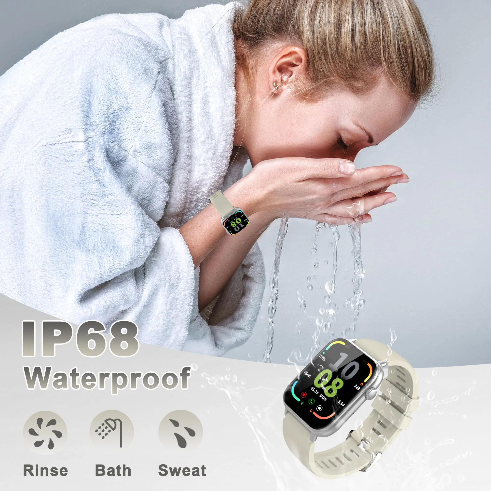 STECEi Smartwatch, Schermo HD 1,85", Chiamate Bluetooth, 112 Modalità Sportive, IP68, Bianco - immagine 7