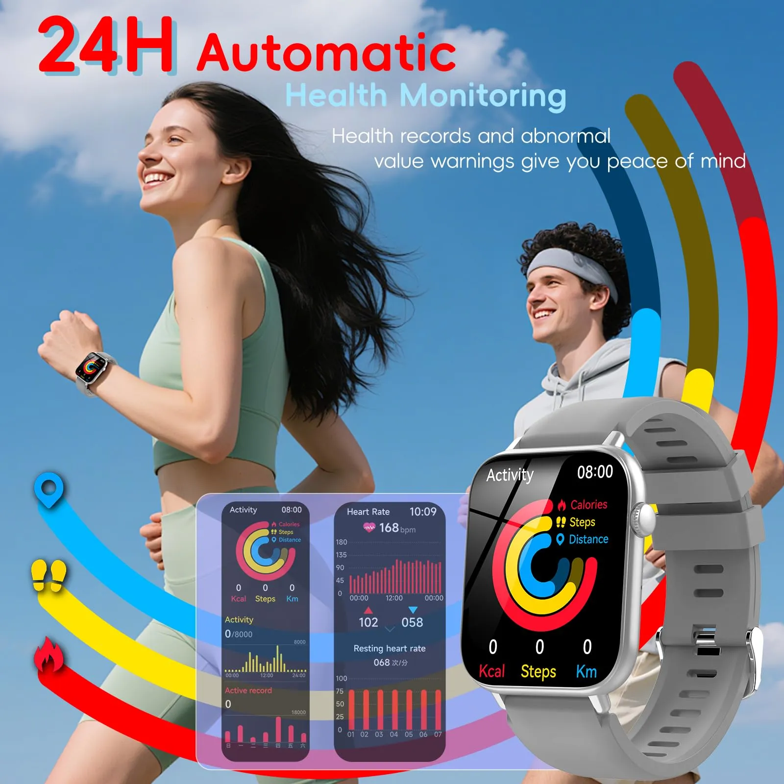 STECEi Smartwatch con Chiamate Bluetooth, Grigio - immagine 4