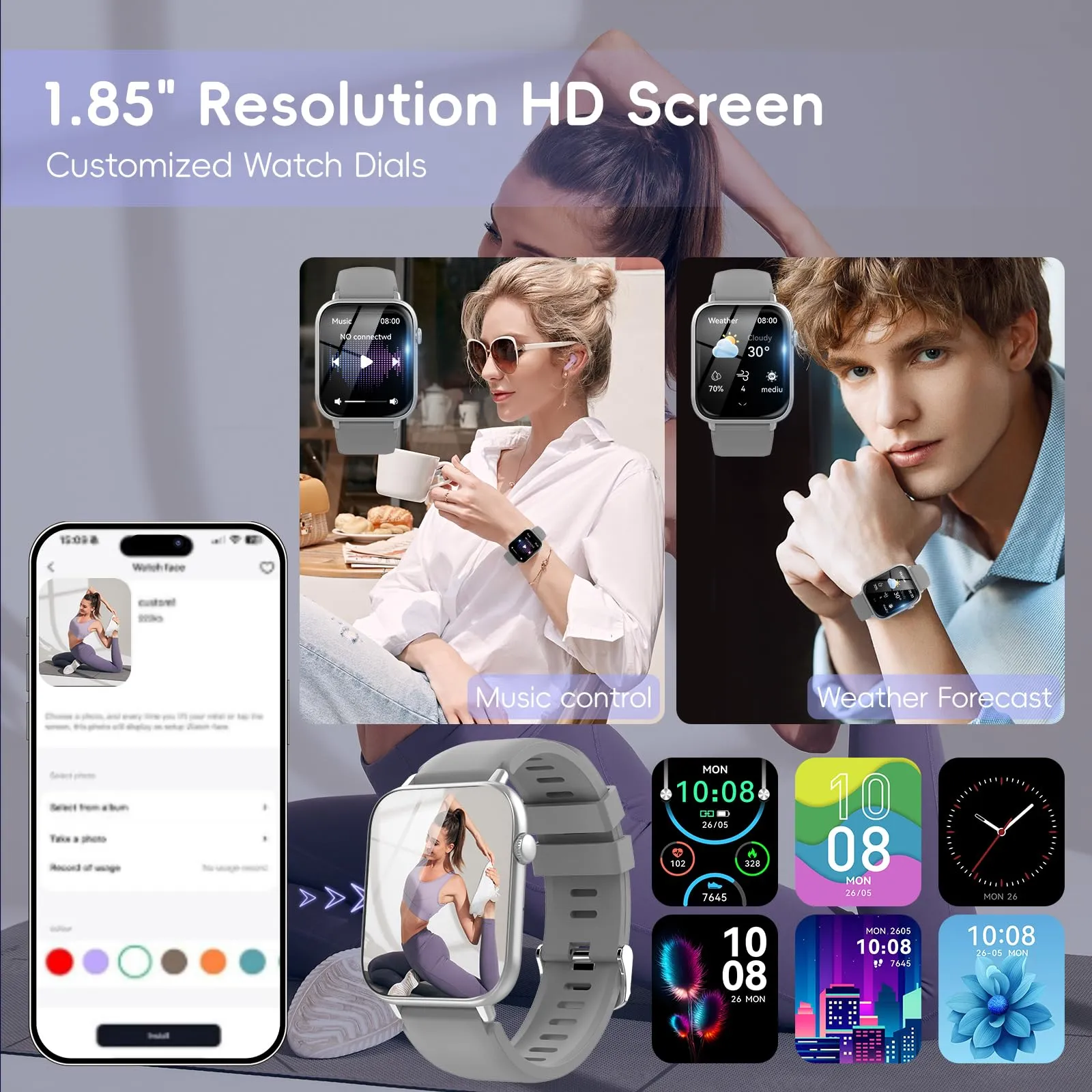 STECEi Smartwatch con Chiamate Bluetooth, Grigio - immagine 6