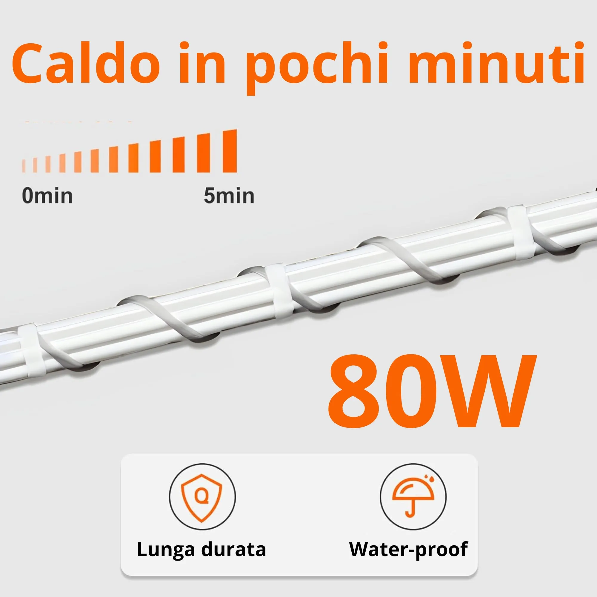 Pet Tribe Cavo Riscaldante 80W 6m Waterproof Doppio Rivestimento in Silicone con Sondino Incorporato PT47039 - immagine 2