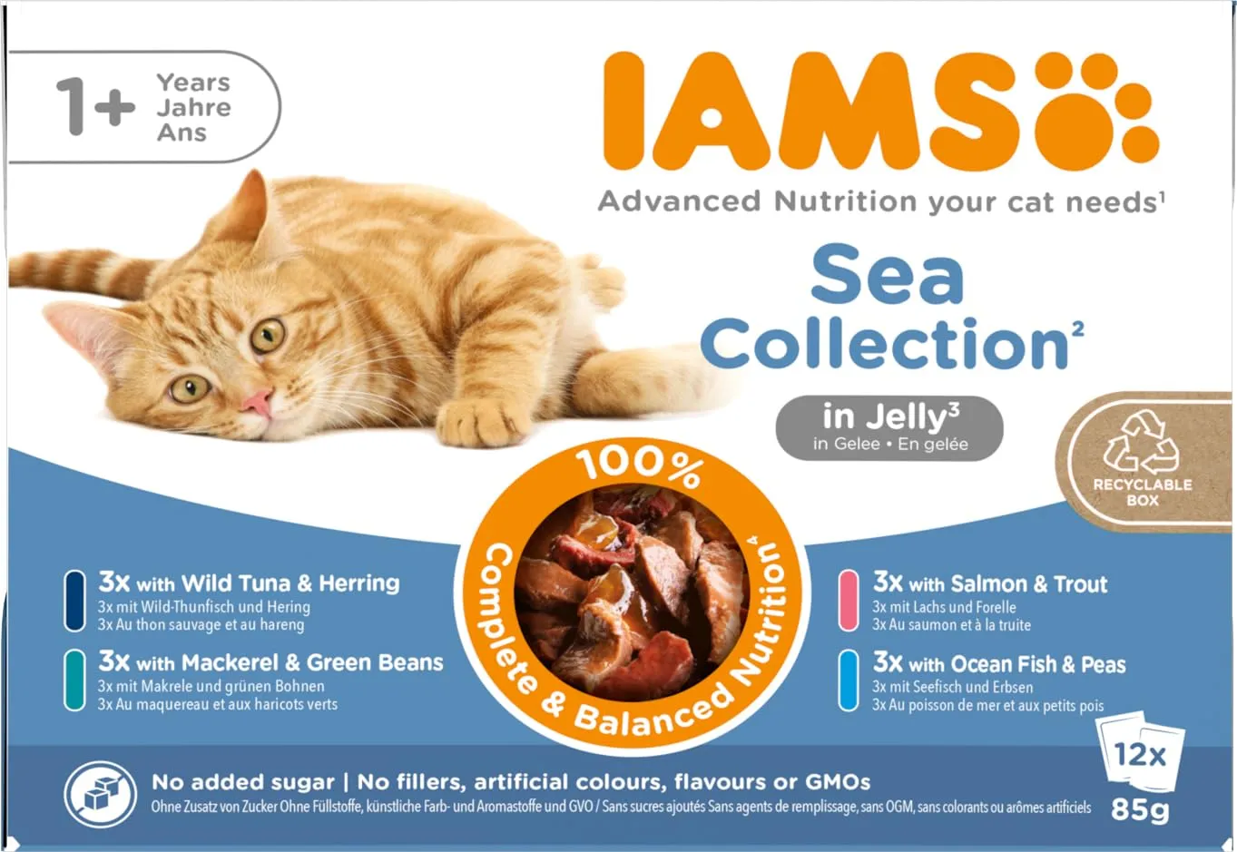 IAMS Delights Sea Collection Cibo Umido per Gatti in Gelatina, 12 x 85 g - immagine 1