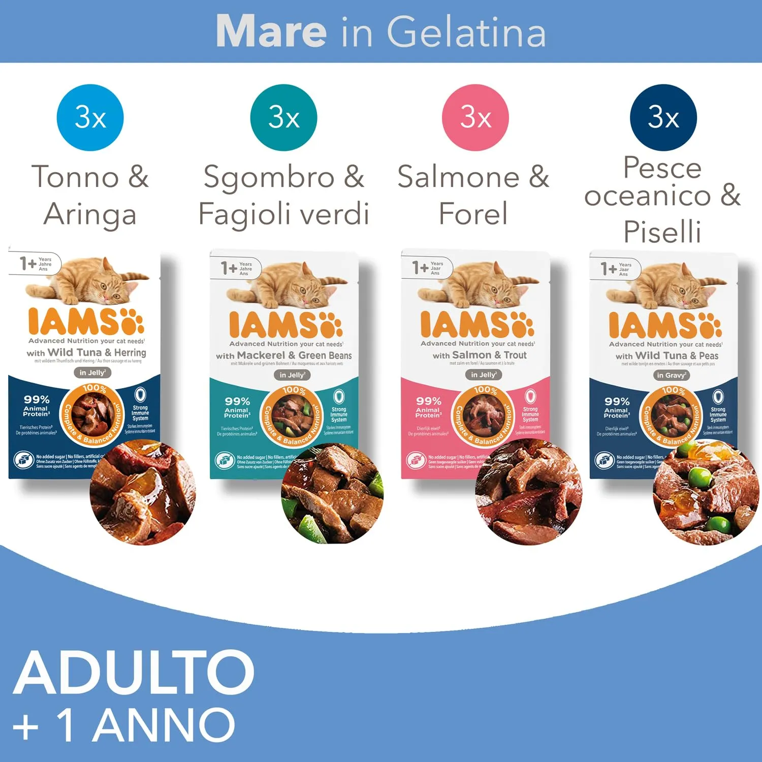 IAMS Delights Sea Collection Cibo Umido per Gatti in Gelatina, 12 x 85 g - immagine 2