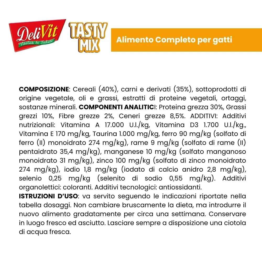 DeliVit Tasty Mix Croccantini per Gatti Adulti, Mix di 3 Gusti con Carne, 20 kg - immagine 7