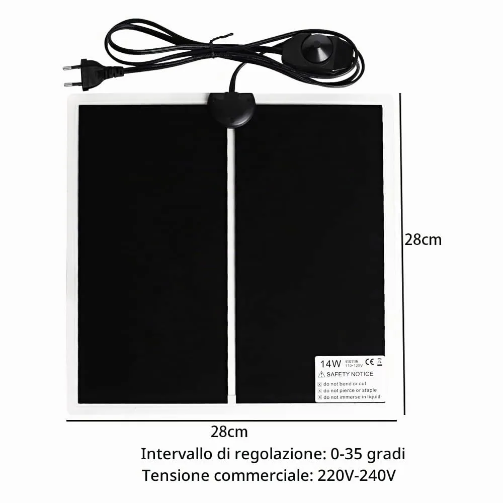 Geoyien Tappetino riscaldante per rettili, 28x28cm, 25-35W, 220V-240V - immagine 2
