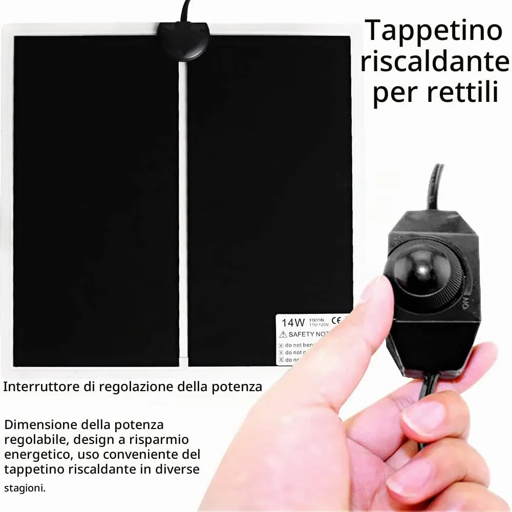 Geoyien Tappetino riscaldante per rettili, 28x28cm, 25-35W, 220V-240V - immagine 3