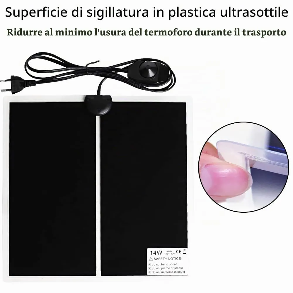 Geoyien Tappetino riscaldante per rettili, 28x28cm, 25-35W, 220V-240V - immagine 4