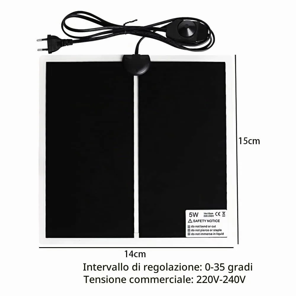 Geoyien Tappetino Riscaldante per Rettili, 15x14cm, 7-10W, 220V-240V - immagine 2