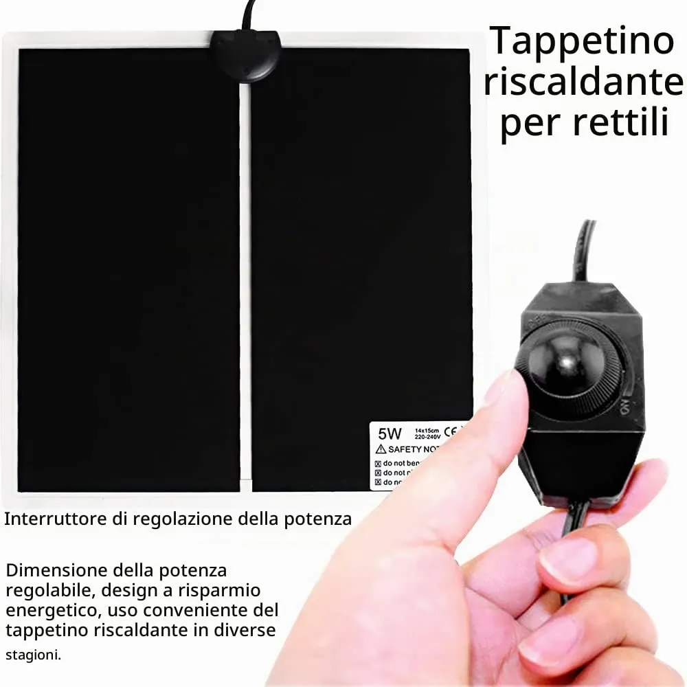 Geoyien Tappetino Riscaldante per Rettili, 15x14cm, 7-10W, 220V-240V - immagine 3