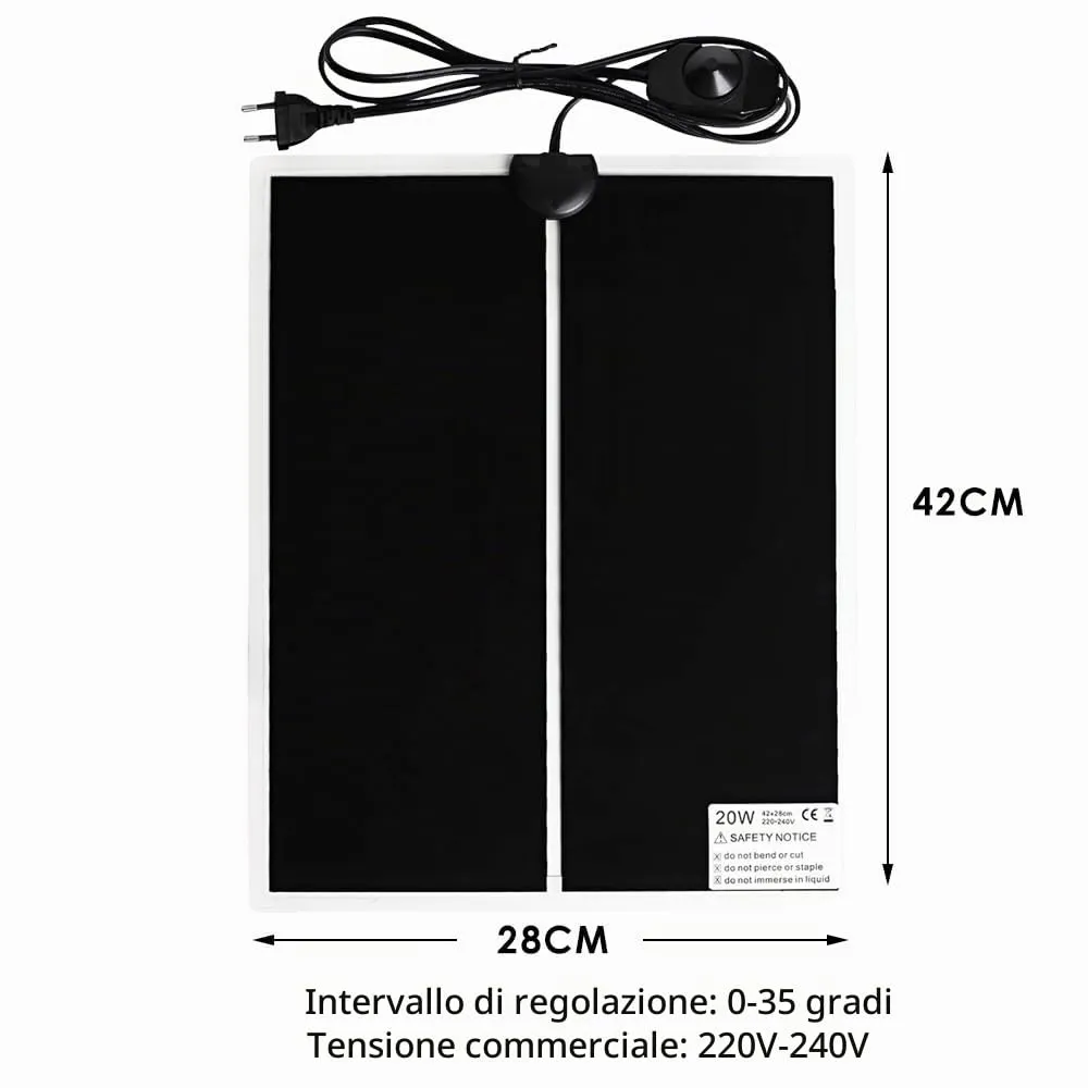 Geoyien Tappetino Riscaldante per Rettili, 42x28cm, Nero - immagine 2