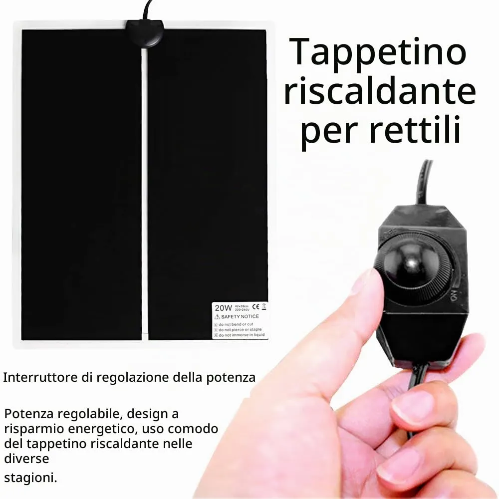 Geoyien Tappetino Riscaldante per Rettili, 42x28cm, Nero - immagine 3