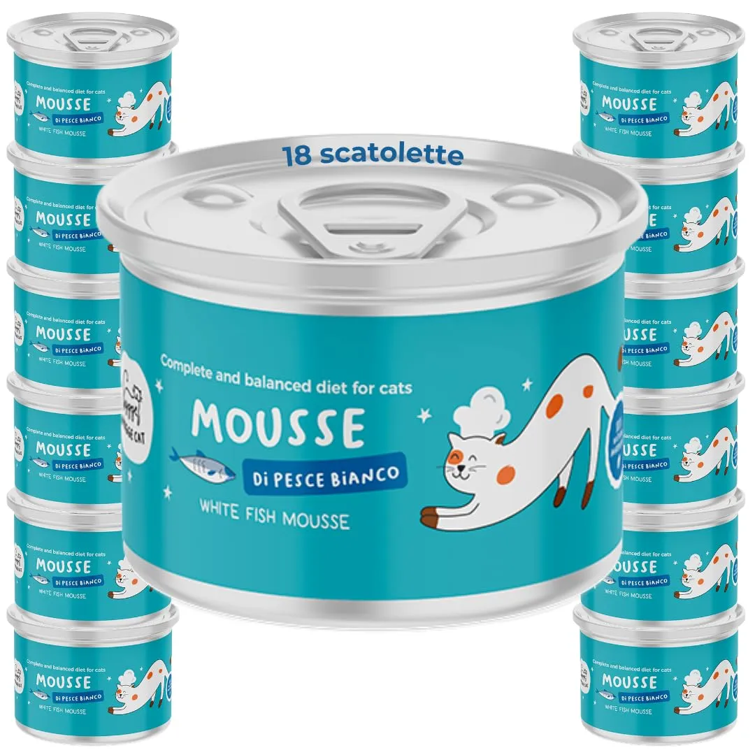 Hygge Cat Mousse di Pesce Bianco, Cibo Umido per Gatti Adulti Grain Free, 18 x 85 g - immagine 1