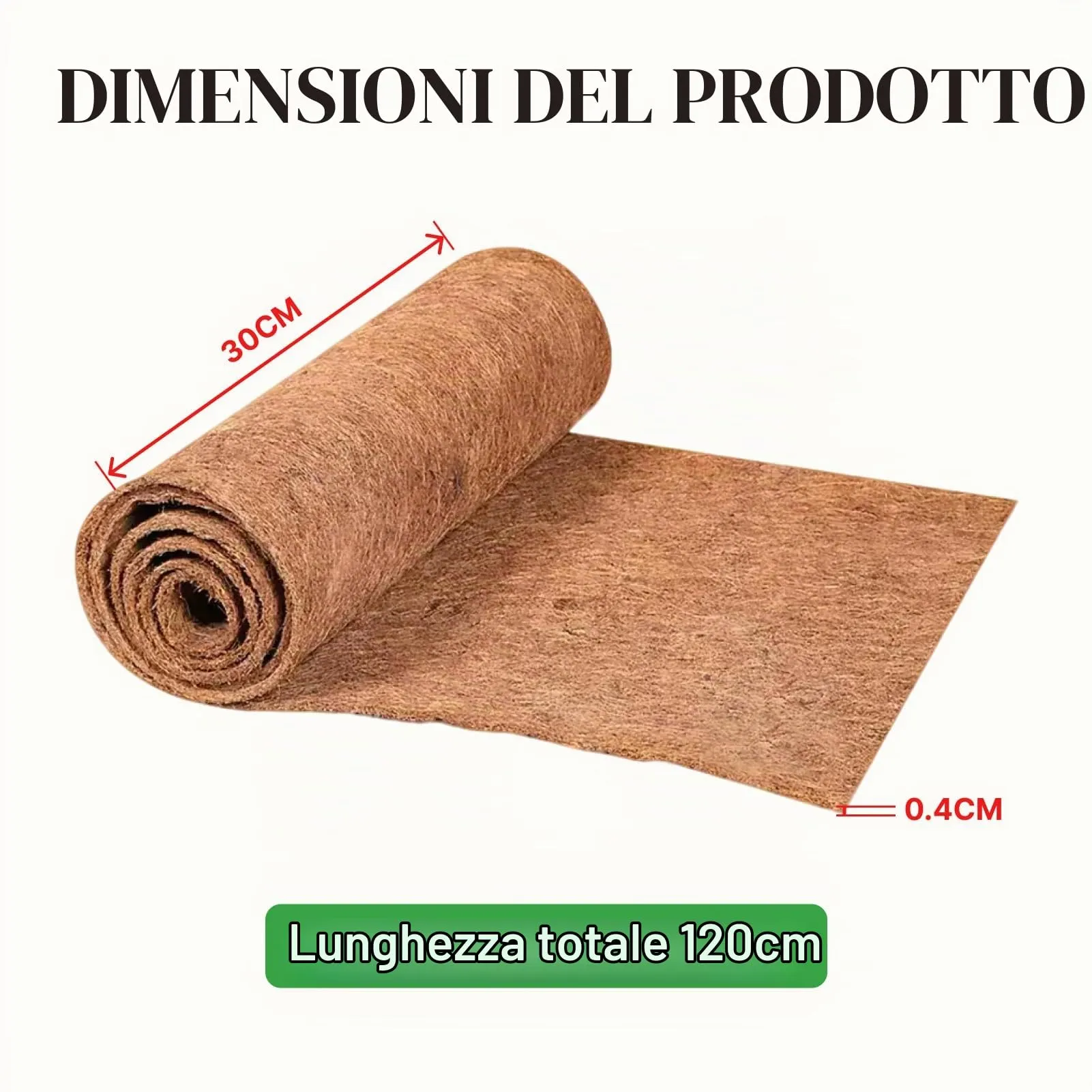 Flewdart Rotolo di Fibra di Cocco Naturale Carbonizzata 30x120 cm per Rettili e Giardinaggio - immagine 2