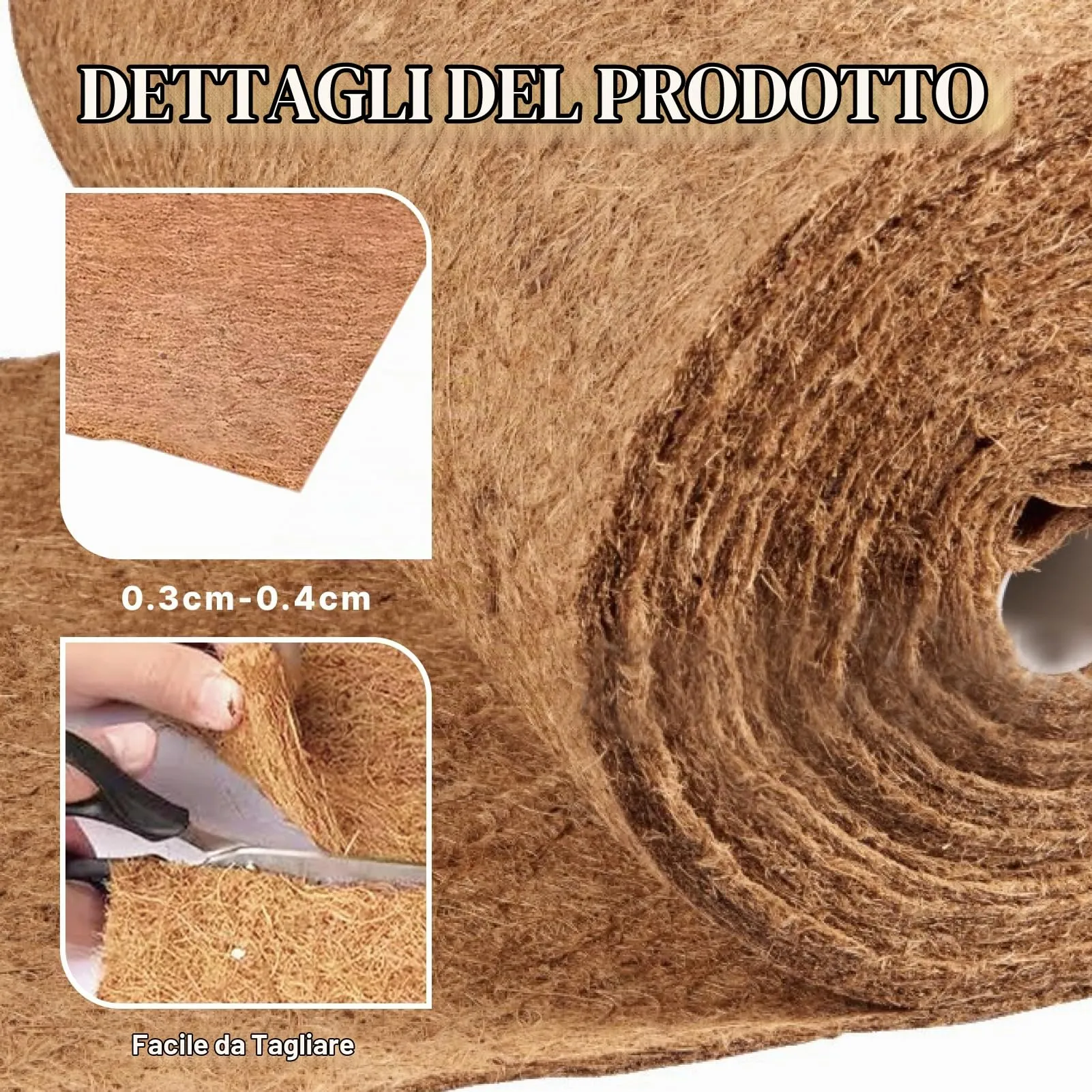 Flewdart Rotolo di Fibra di Cocco Naturale Carbonizzata 30x120 cm per Rettili e Giardinaggio - immagine 3