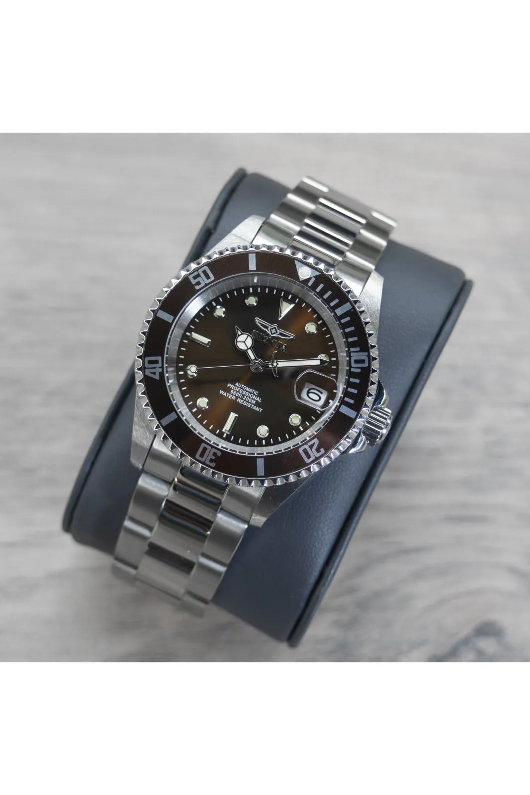 Invicta Pro Diver 35689 Orologio da Uomo Automatico in Acciaio Inossidabile 40mm, Argento/Marrone - immagine 2