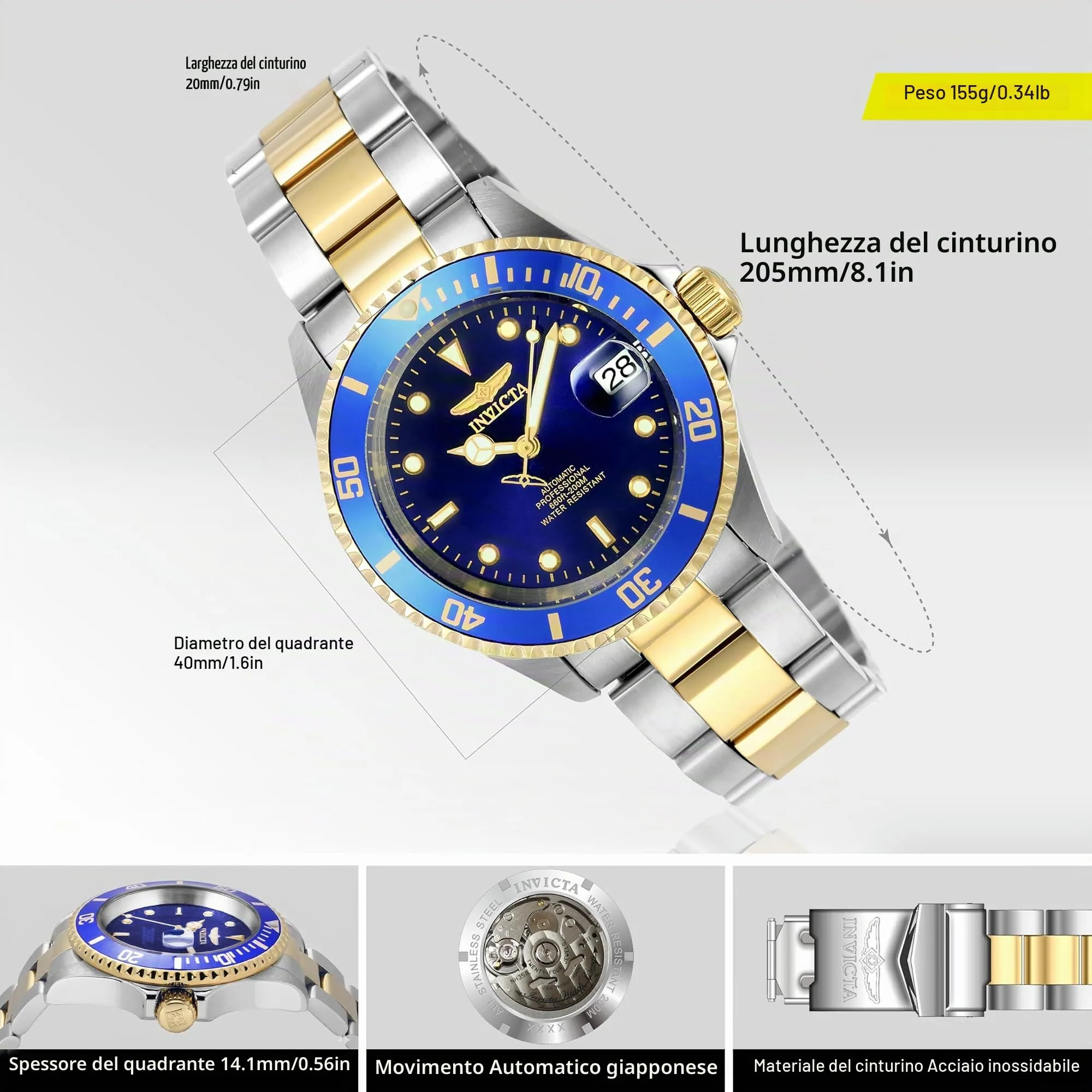 Invicta Pro Diver 8928OB Orologio da uomo Automatico 40 mm Bicolore / Blu - immagine 3