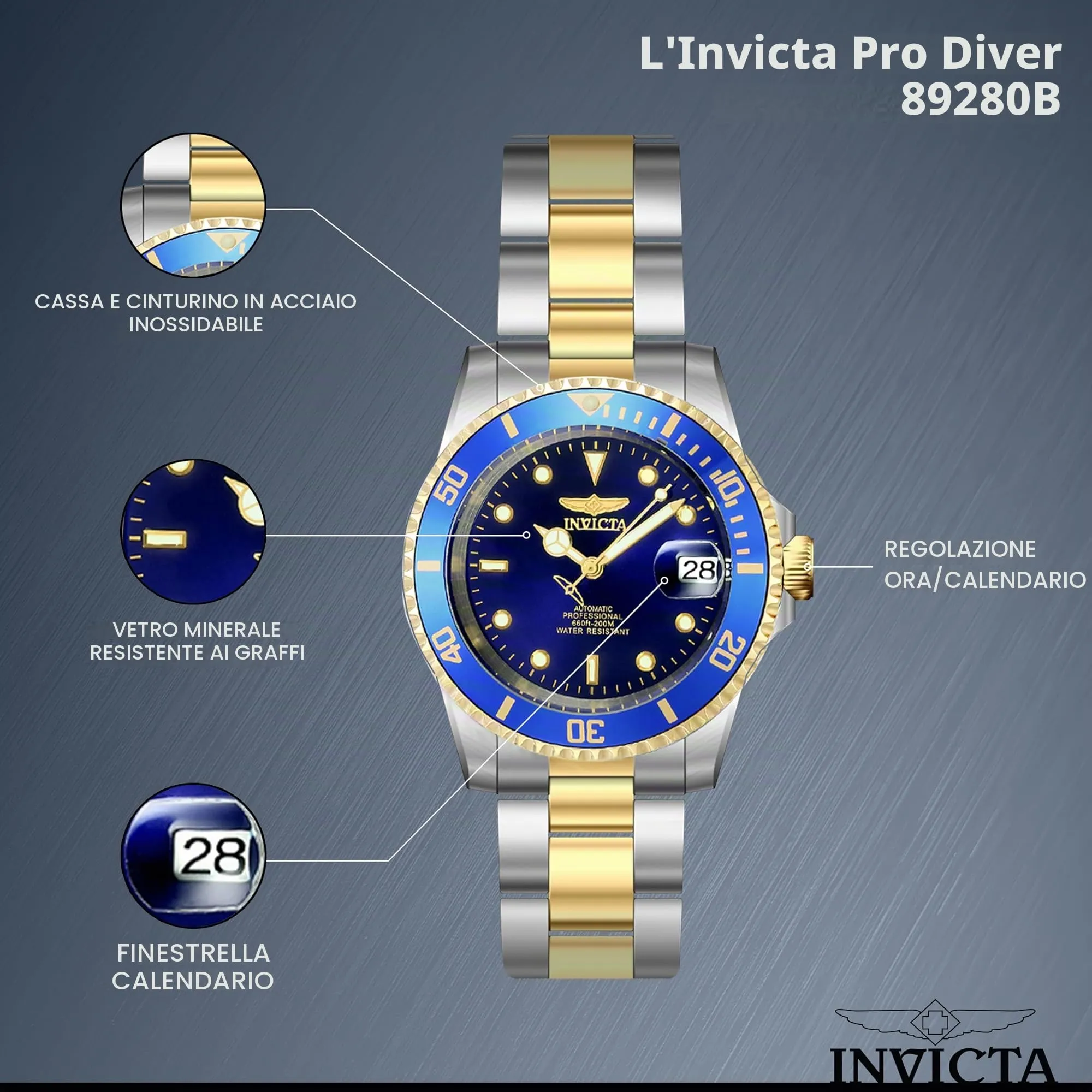 Invicta Pro Diver 8928OB Orologio da uomo Automatico 40 mm Bicolore / Blu - immagine 4