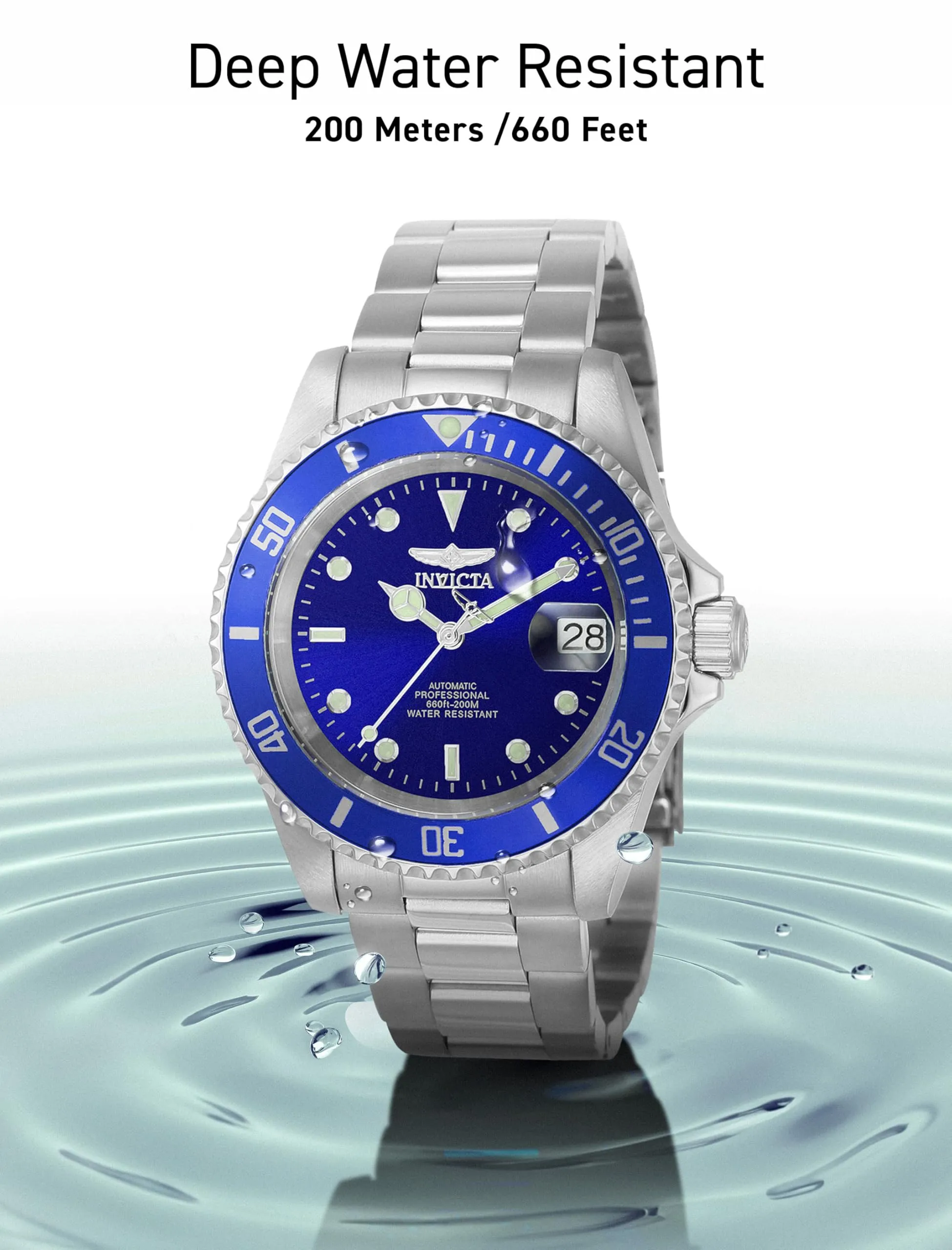 Invicta Pro Diver 9094OB Orologio Automatico da Uomo in Acciaio Inossidabile 40 mm Argento/Blu - immagine 5