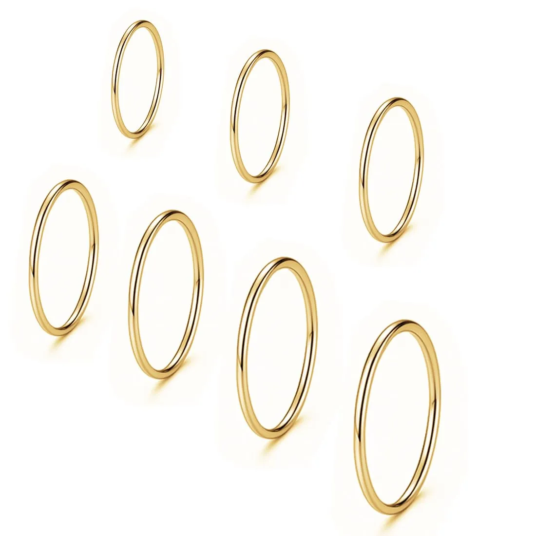 COYUN Anelli Impilabili in Acciaio Inossidabile per Donna, Set da 7 Pezzi, Oro - immagine 1