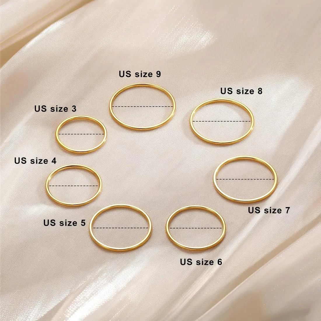 COYUN Anelli Impilabili in Acciaio Inossidabile per Donna, Set da 7 Pezzi, Oro - immagine 6