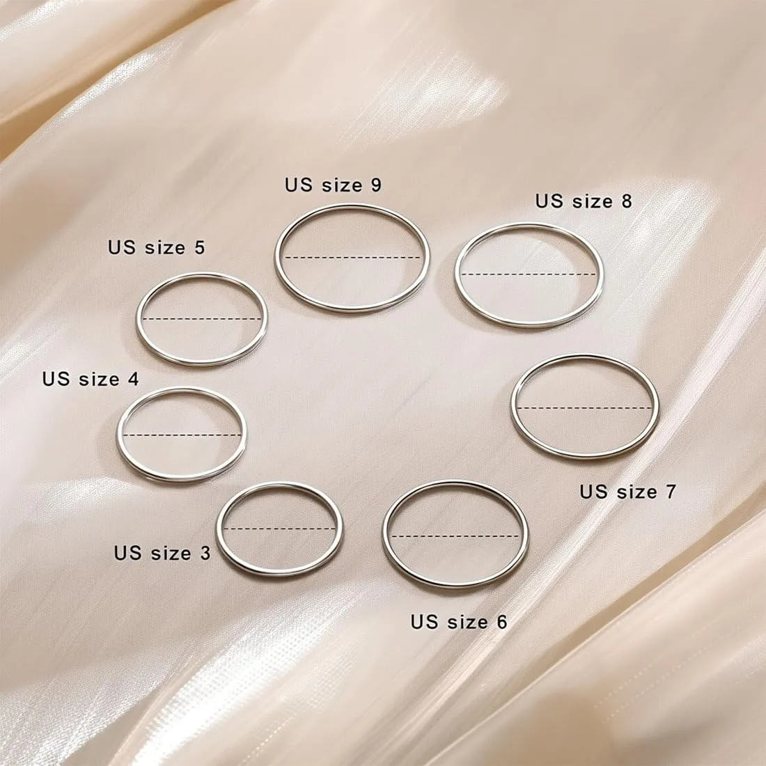 COYUN 7 Pezzi Anelli Impilabili in Acciaio Inox da Donna, Thin Plain Band Rings, Argento - immagine 6