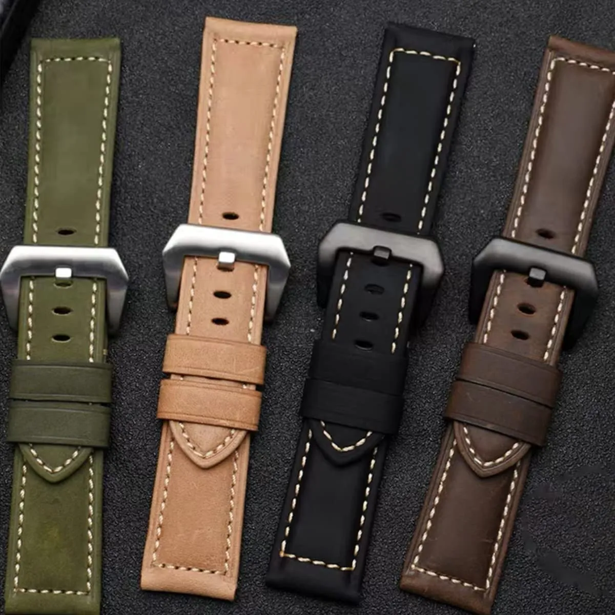 AIYIRUO Cinturino in Pelle Vintage per Uomo, Impermeabile, 20mm 22mm 24mm 26mm per Panerai - immagine 6
