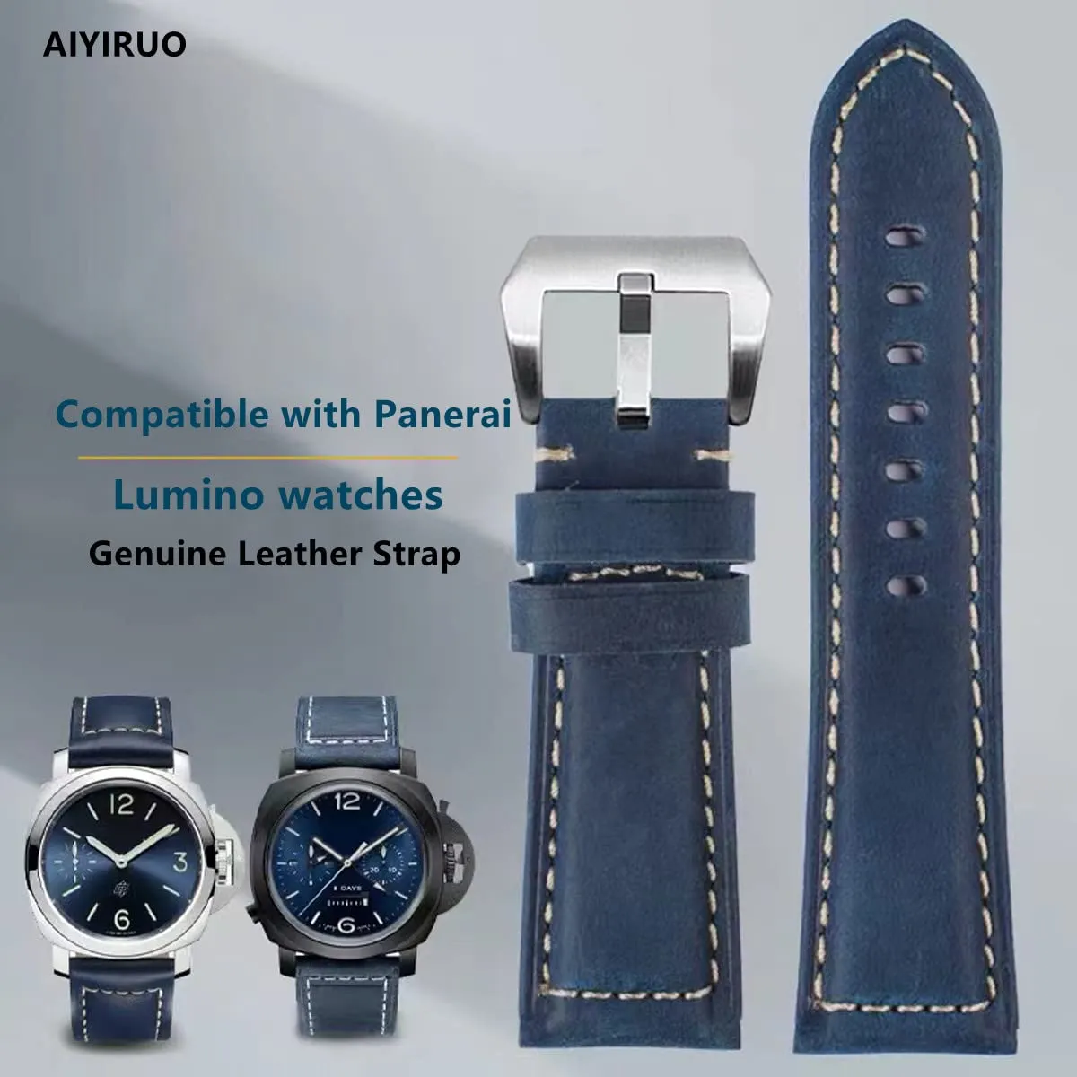 AIYIRUO Cinturino per Orologio in Pelle Vintage per Panerai, 20mm 22mm 24mm 26mm - immagine 2