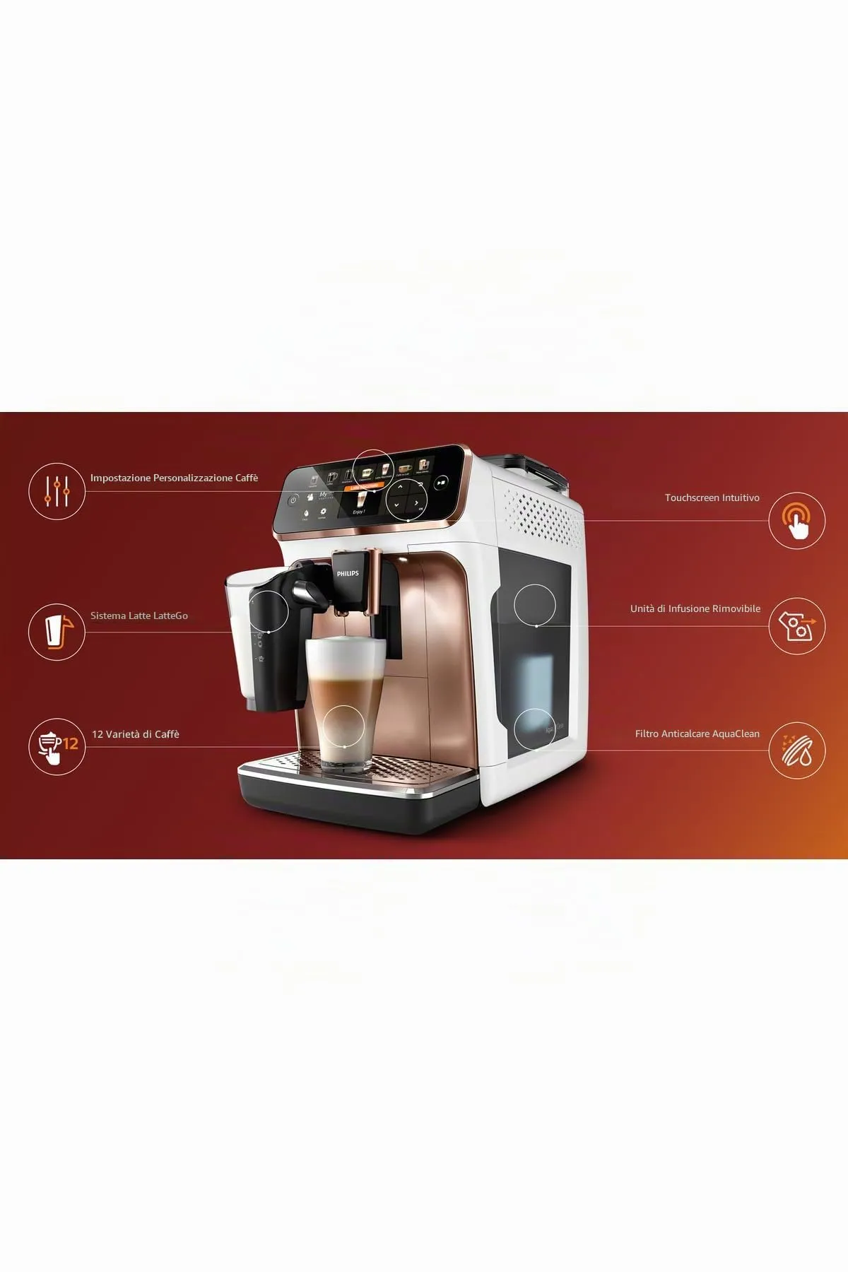Philips EP5443/70 Macchina per espresso automatica con sistema LatteGo e Filtro AquaClean - immagine 4