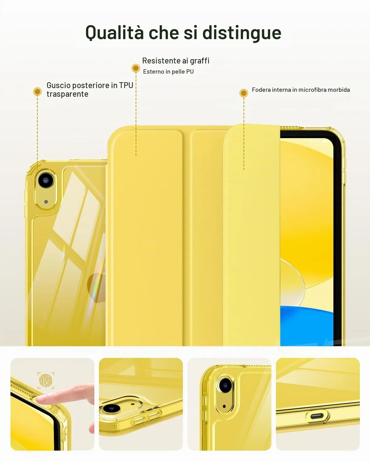 MoKo Cover for iPad 11th Gen 11" and 10th Gen 10.9", Giallo Chiaro - immagine 6