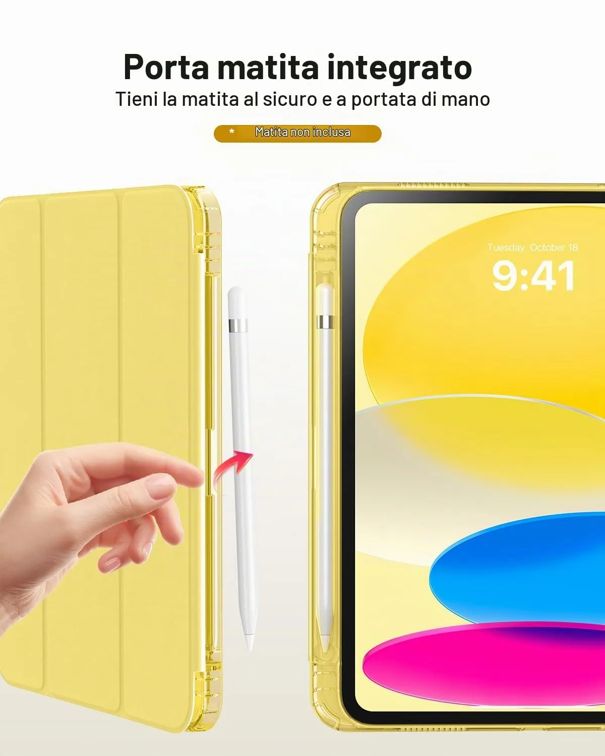 MoKo Cover for iPad 11th Gen 11" and 10th Gen 10.9", Giallo Chiaro - immagine 8