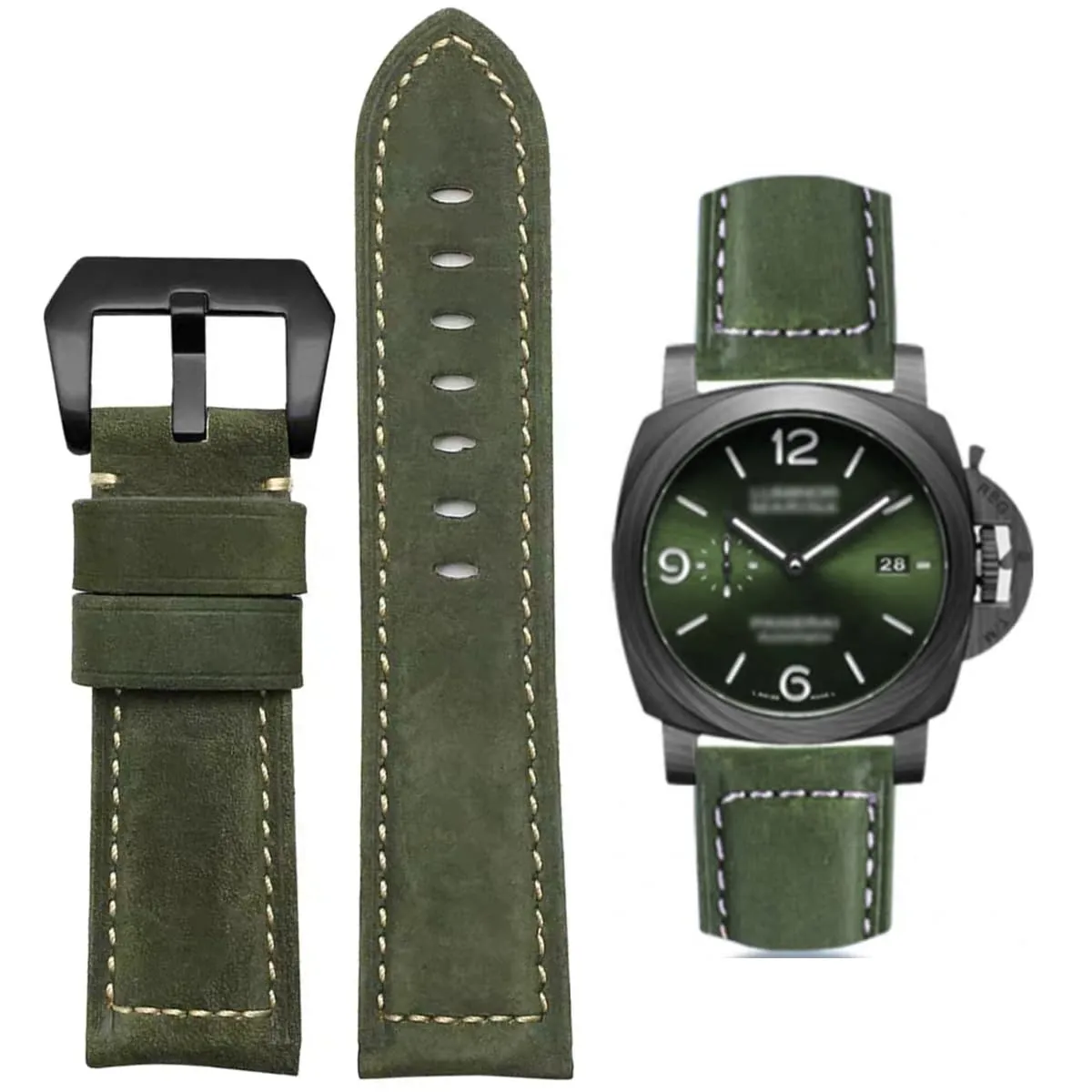 AIYIRUO Cinturino in Pelle Vintage per Orologio Uomo, 20mm 22mm 24mm 26mm, per Panerai - immagine 1