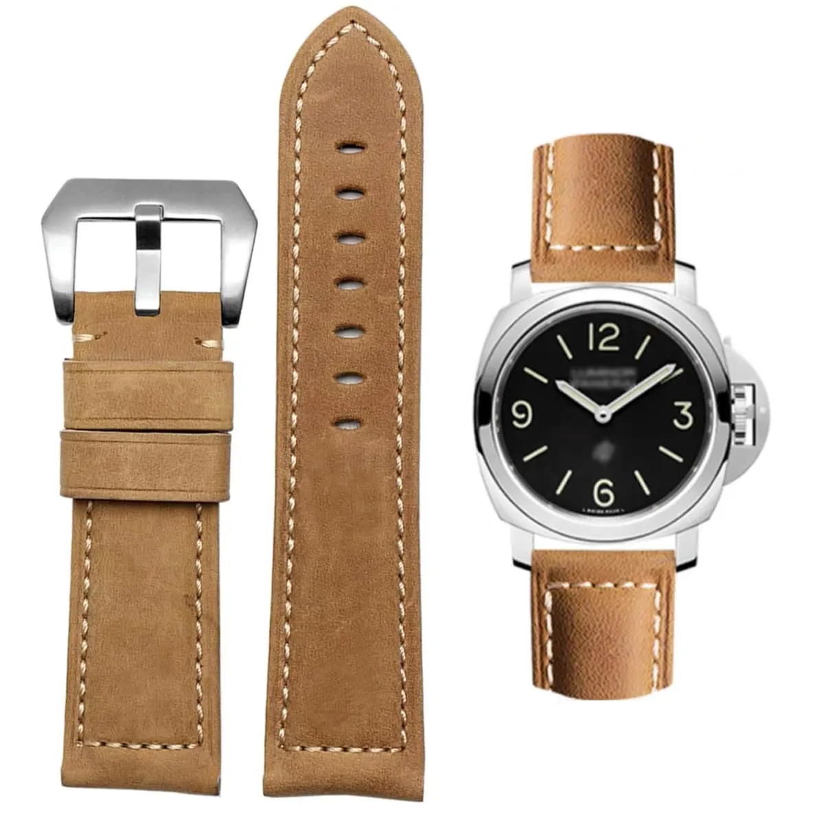 AIYIRUO Cinturino in Pelle Vintage per Uomo 20mm 22mm 24mm 26mm per Panerai - immagine 1