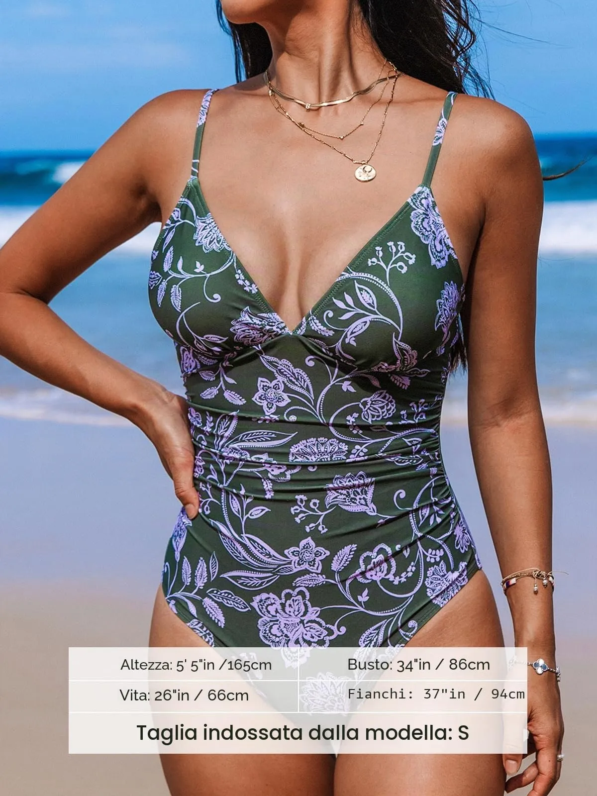CUPSHE Costume da bagno intero da donna scollo a V controllo della pancia, XL - immagine 4