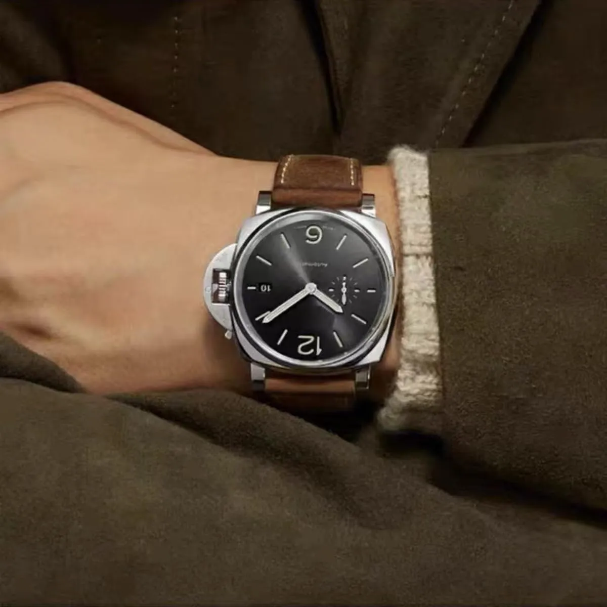AIYIRUO Cinturino per Orologio in Pelle Vintage per Panerai, 24mm, Marrone Scuro - immagine 6
