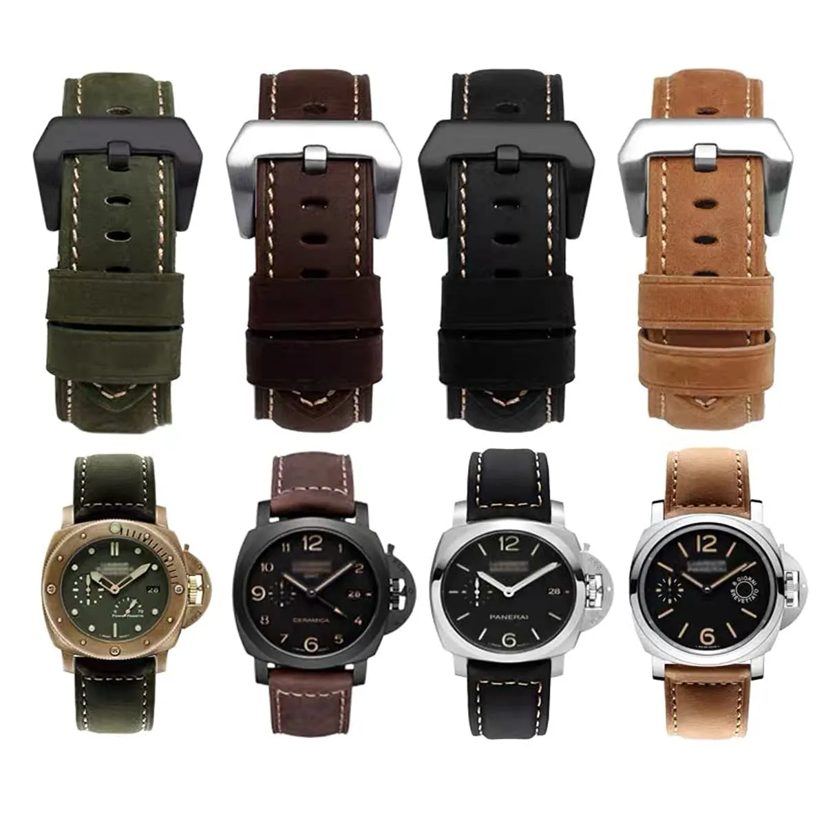 AIYIRUO Cinturino in Vera Pelle Vintage per Panerai, 26mm, Nero - immagine 7