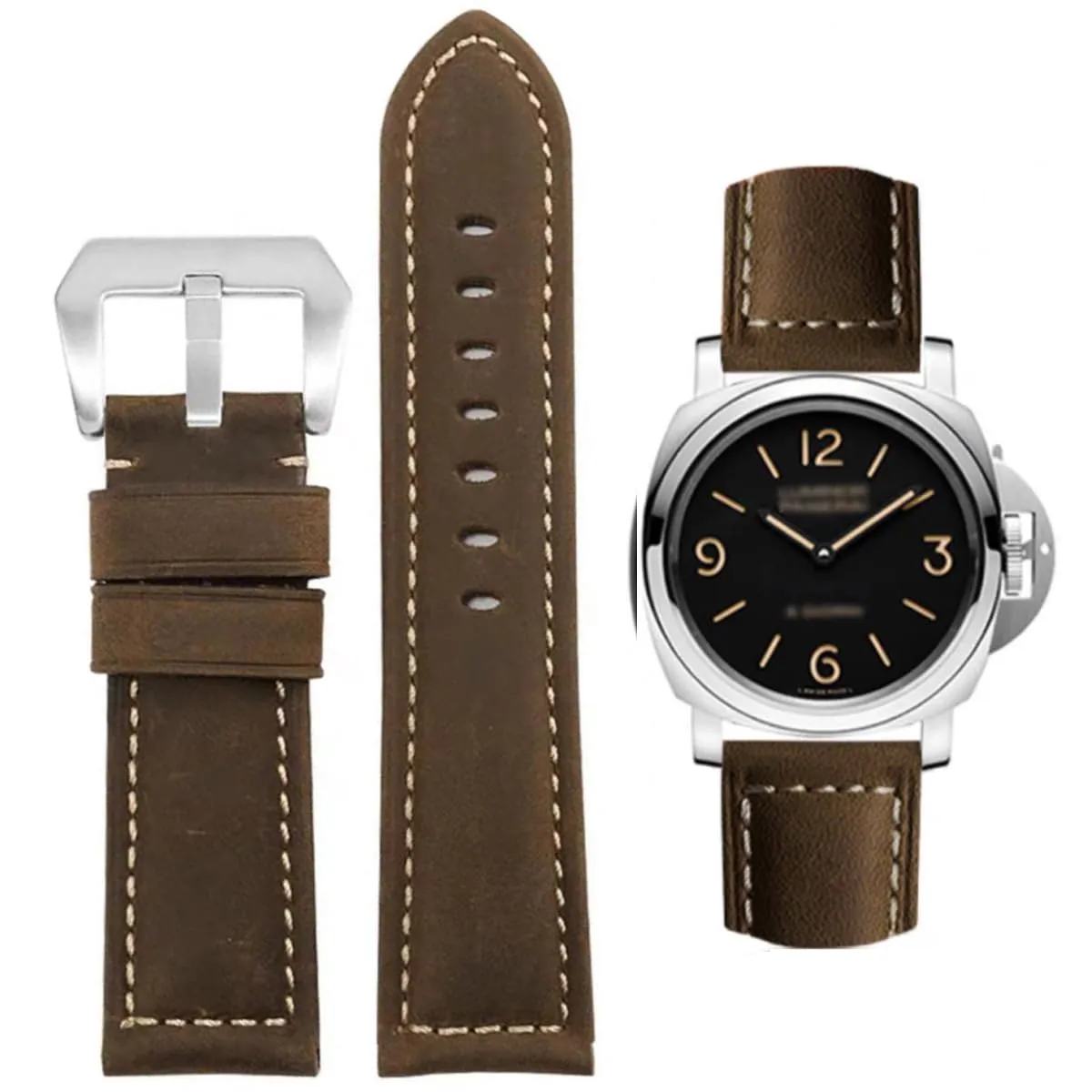 AIYIRUO Cinturino in Pelle Vintage per Orologio Uomo 26mm per Panerai - immagine 1