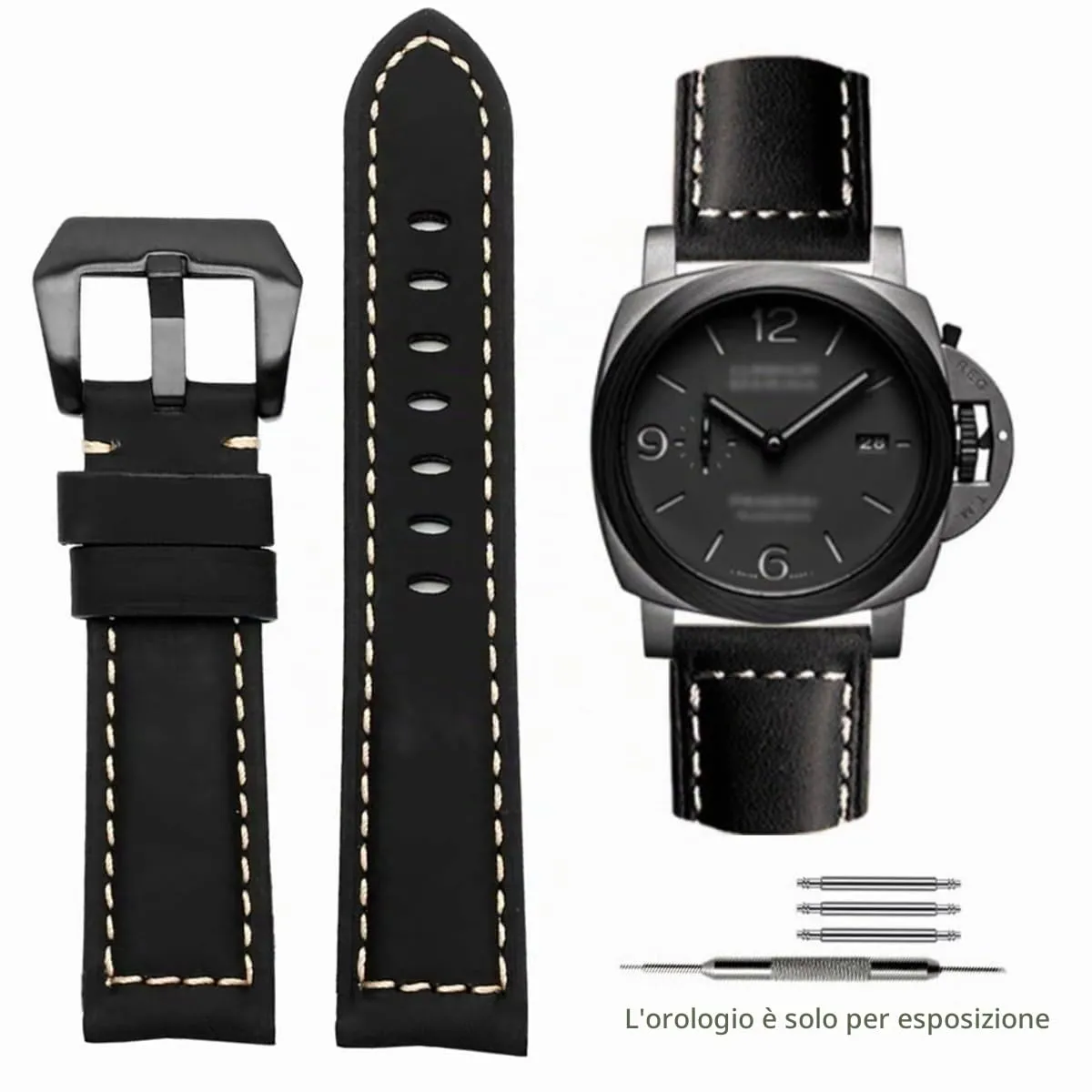 AIYIRUO Cinturino per Orologio in Pelle Vintage 24mm per Panerai - immagine 7