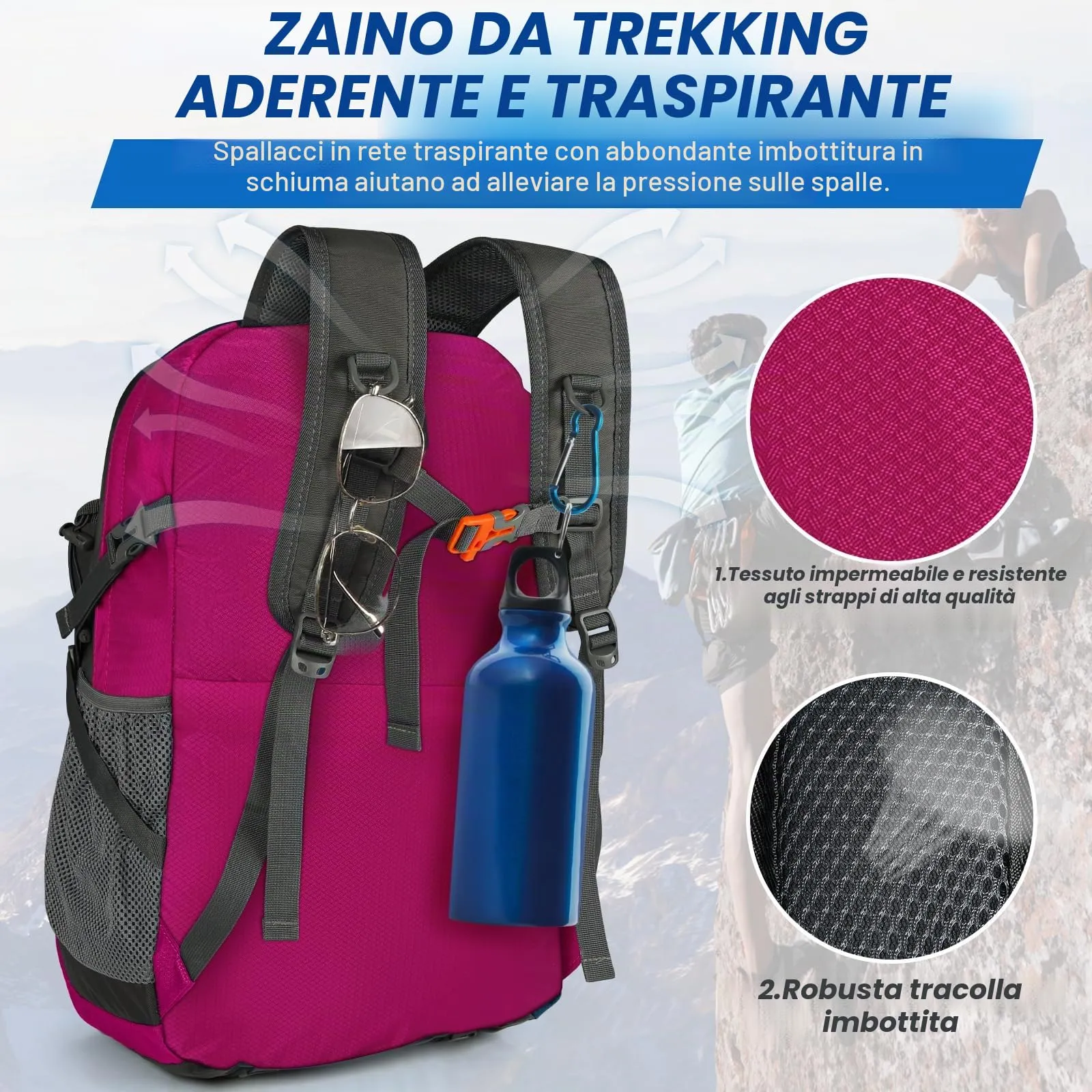 IGOLUMON Zaino Trekking 40 Litri Ultraleggero Pieghevole per Uomo e Donna - immagine 5