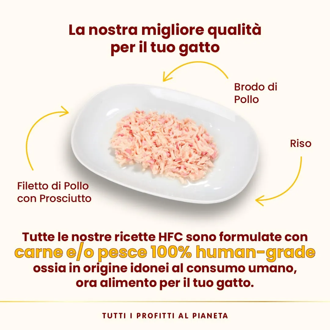 Almo Nature HFC Natural Alimento Umido per Gatti Filetto di Pollo con Prosciutto, 55g, Confezione da 24 - immagine 3