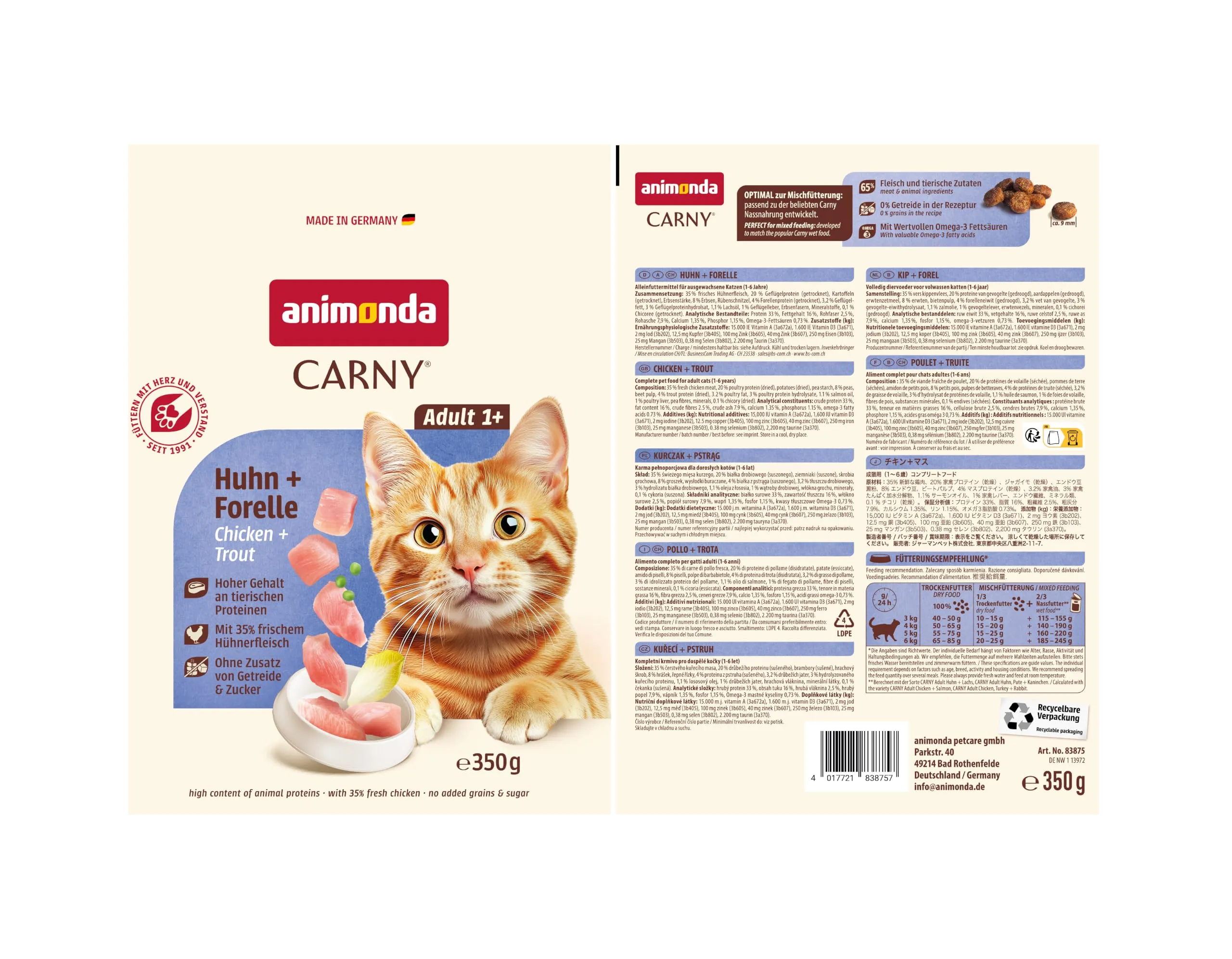 animonda Carny Adult Croccantini Gatto senza zucchero e senza cereali Pollo + Trota 350 g - immagine 3