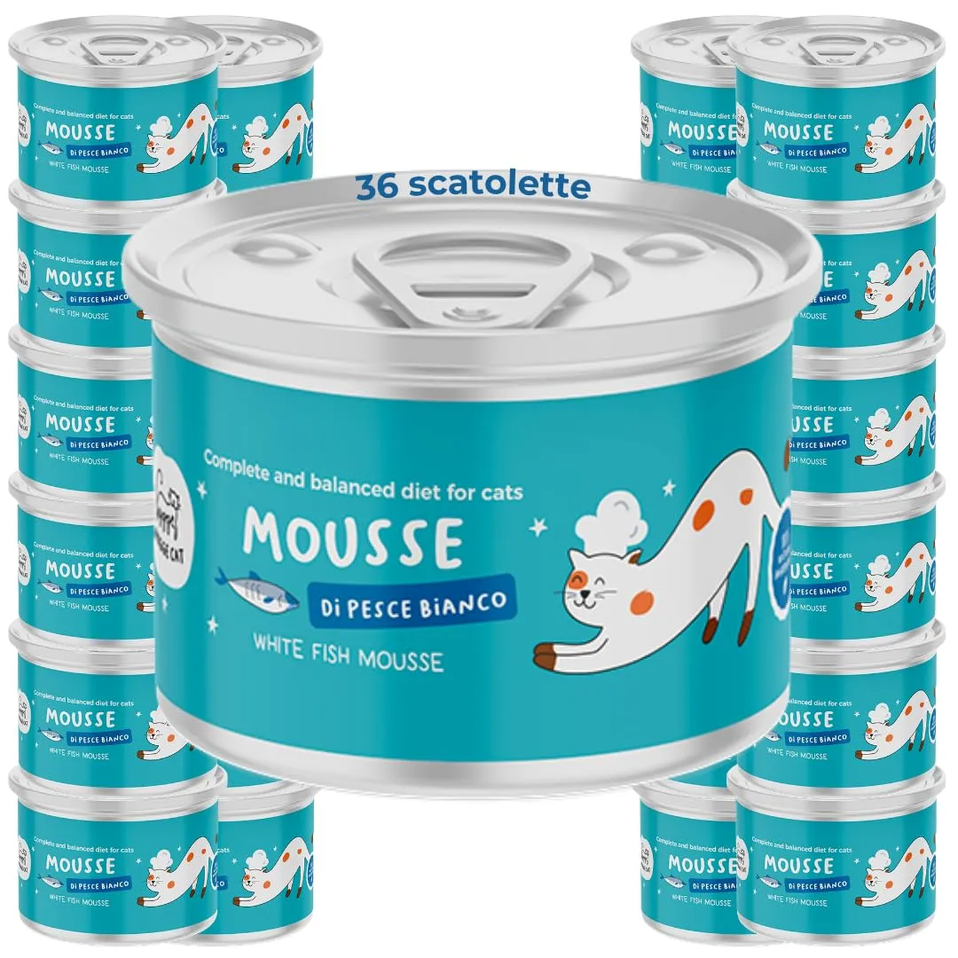 Hygge Cat Mousse di Pesce Bianco, Cibo Umido per Gatti Adulti Grain Free, 36 x 85 g - immagine 1