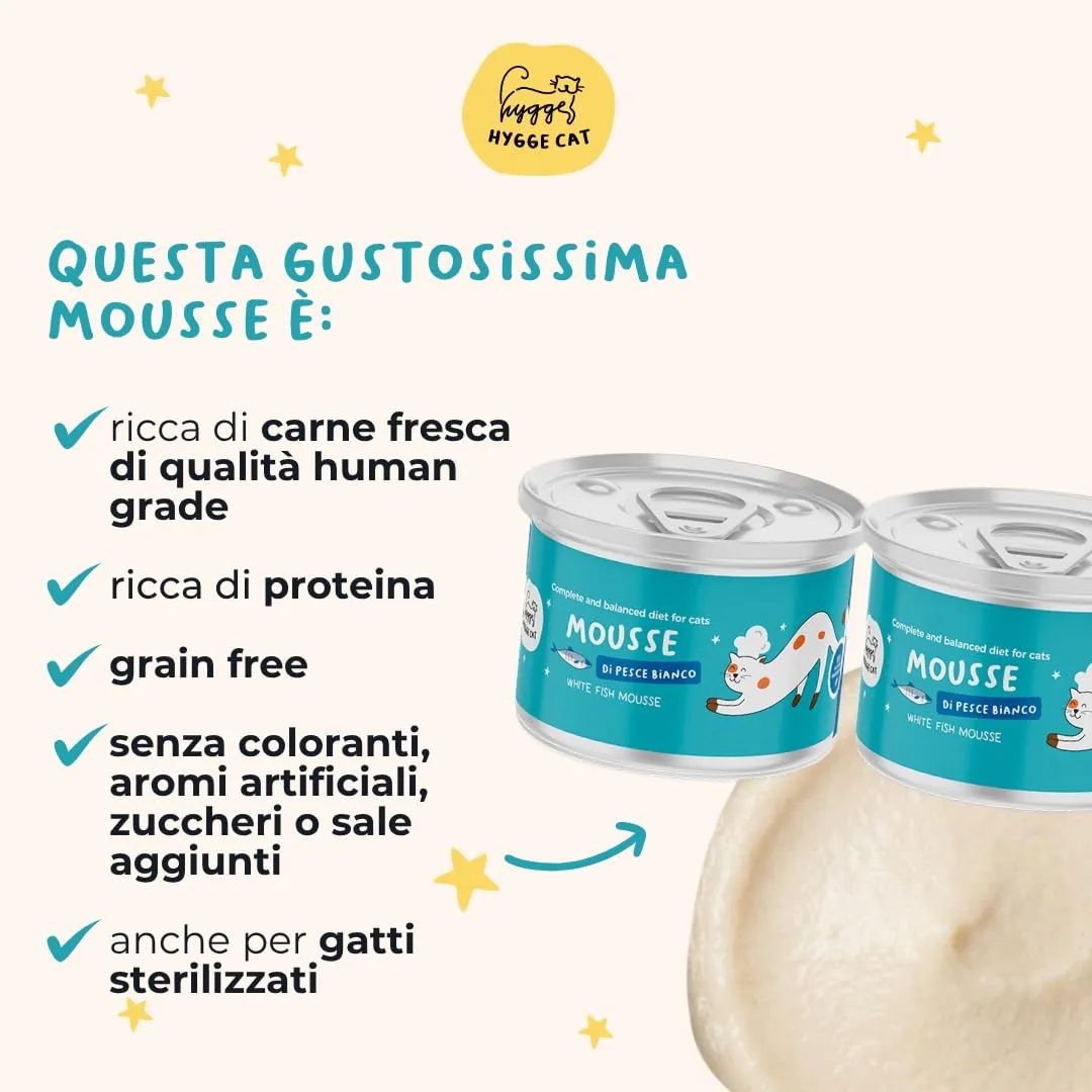 Hygge Cat Mousse di Pesce Bianco, Cibo Umido per Gatti Adulti Grain Free, 36 x 85 g - immagine 2