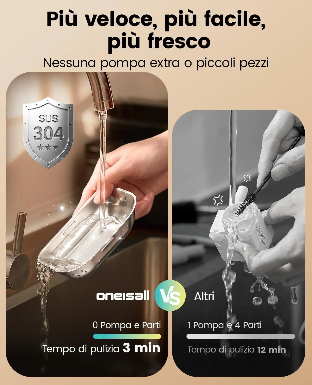 oneisall Fontana per gatti senza fili, 3,5 l, acciaio inox 304 e ABS - immagine 8