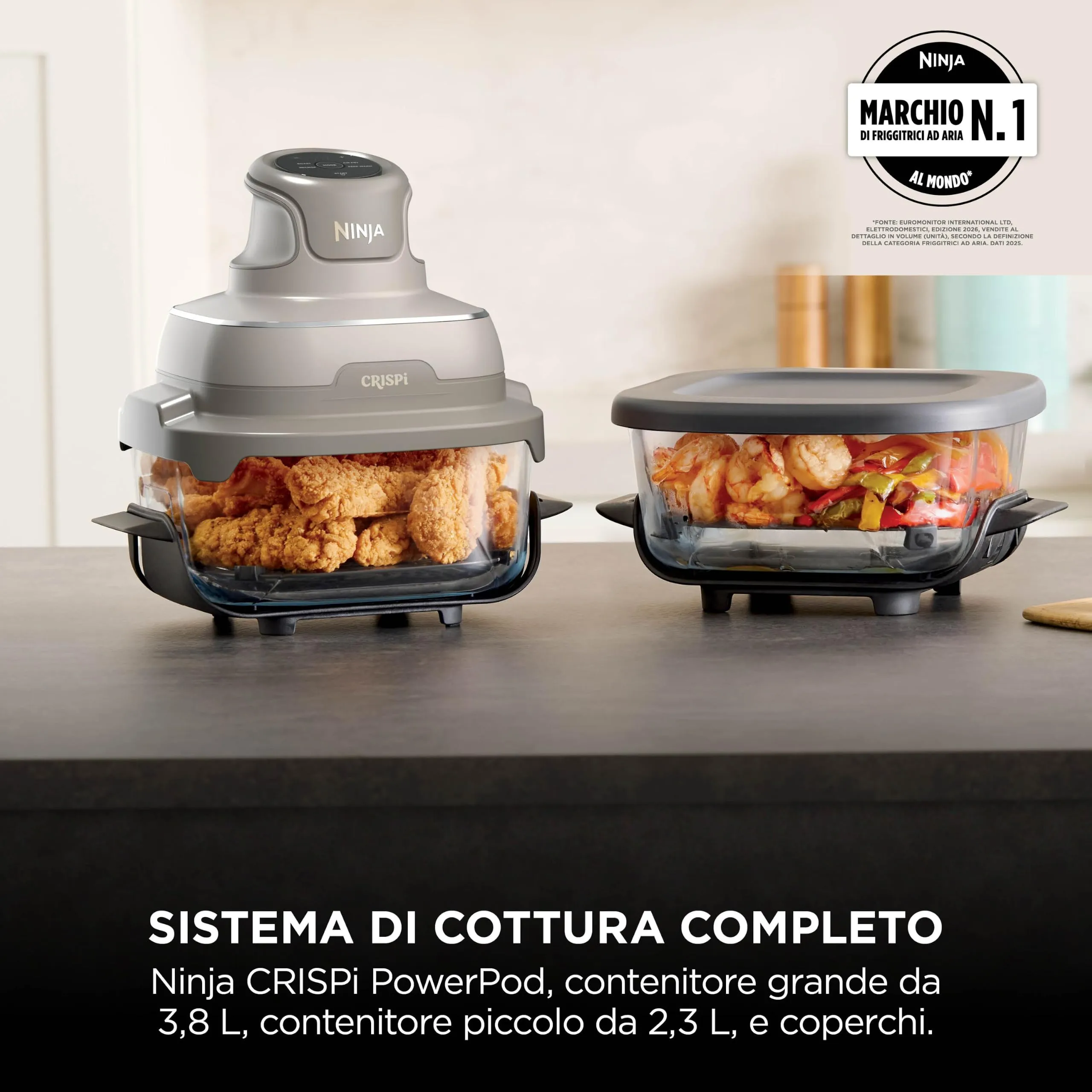 Ninja CRISPi Friggitrice ad aria 4 in 1, 1700 W, Grigio Pietra, FN201EUSD2 - immagine 3