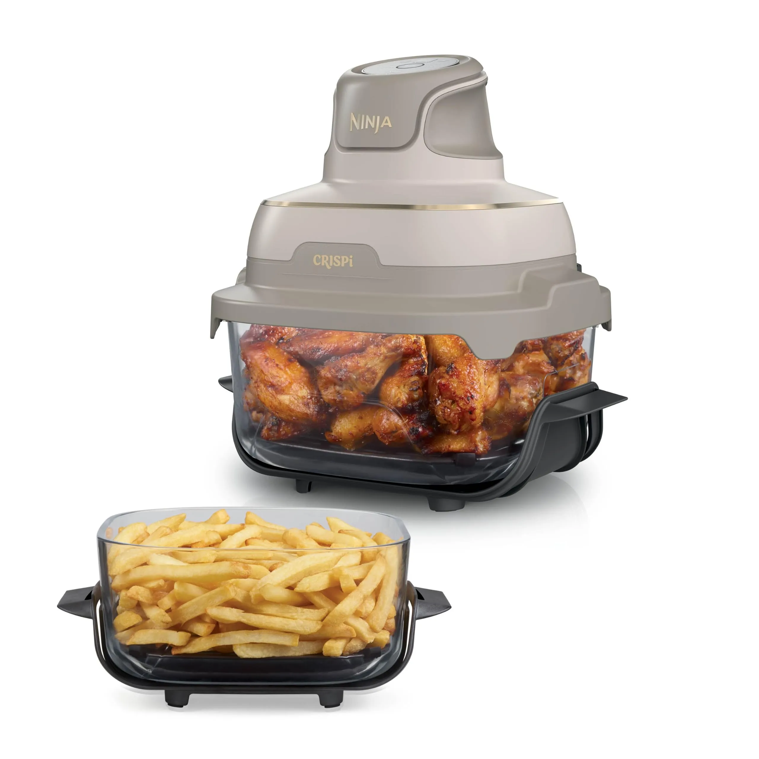Ninja CRISPi Friggitrice ad aria 4 in 1, 1700 W, 2 contenitori in vetro 2,3 l e 3,8 l, Oro chiaro FN201EUSD1 - immagine 1