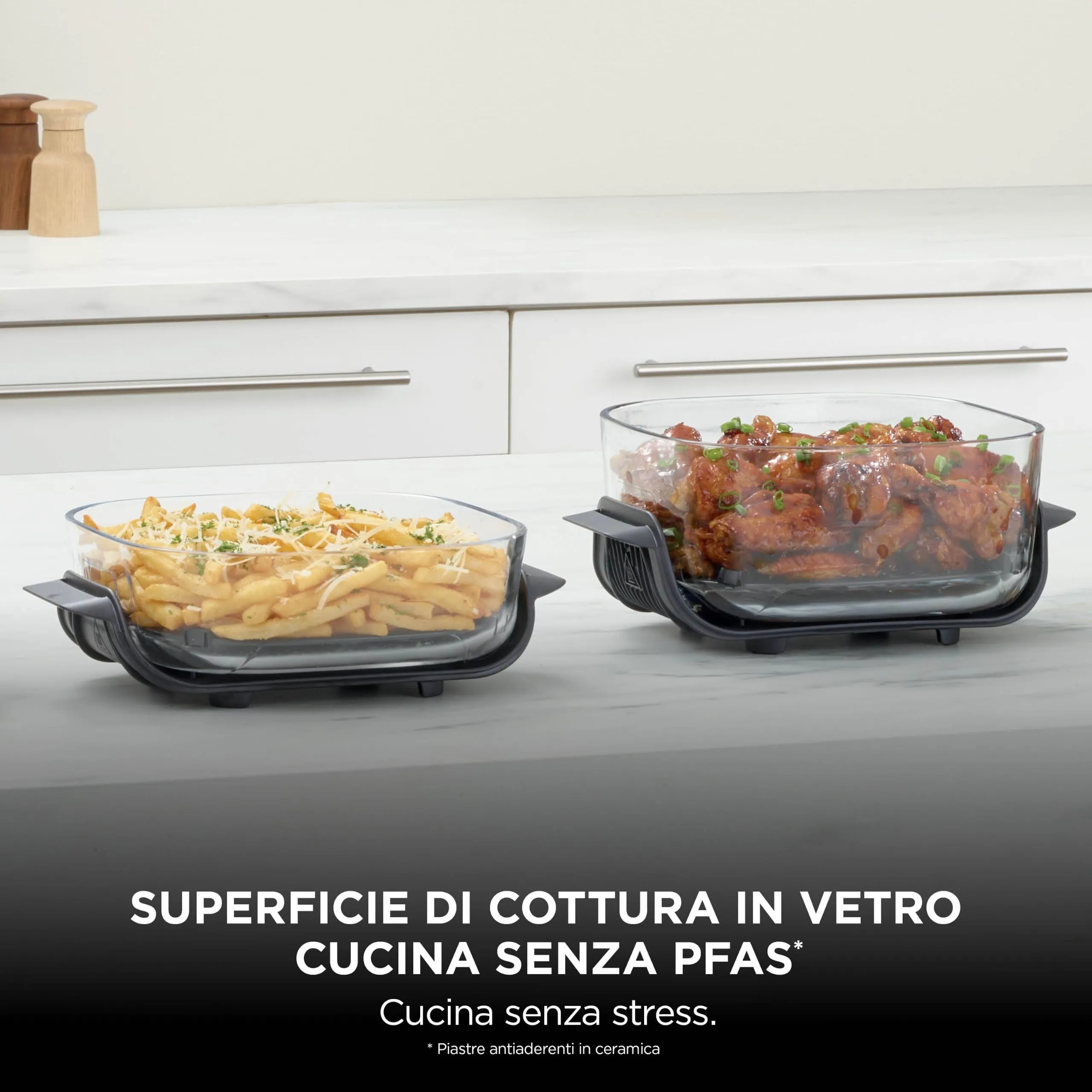 Ninja CRISPi Friggitrice ad aria 4 in 1, 1700 W, 2 contenitori in vetro 2,3 l e 3,8 l, Oro chiaro FN201EUSD1 - immagine 5
