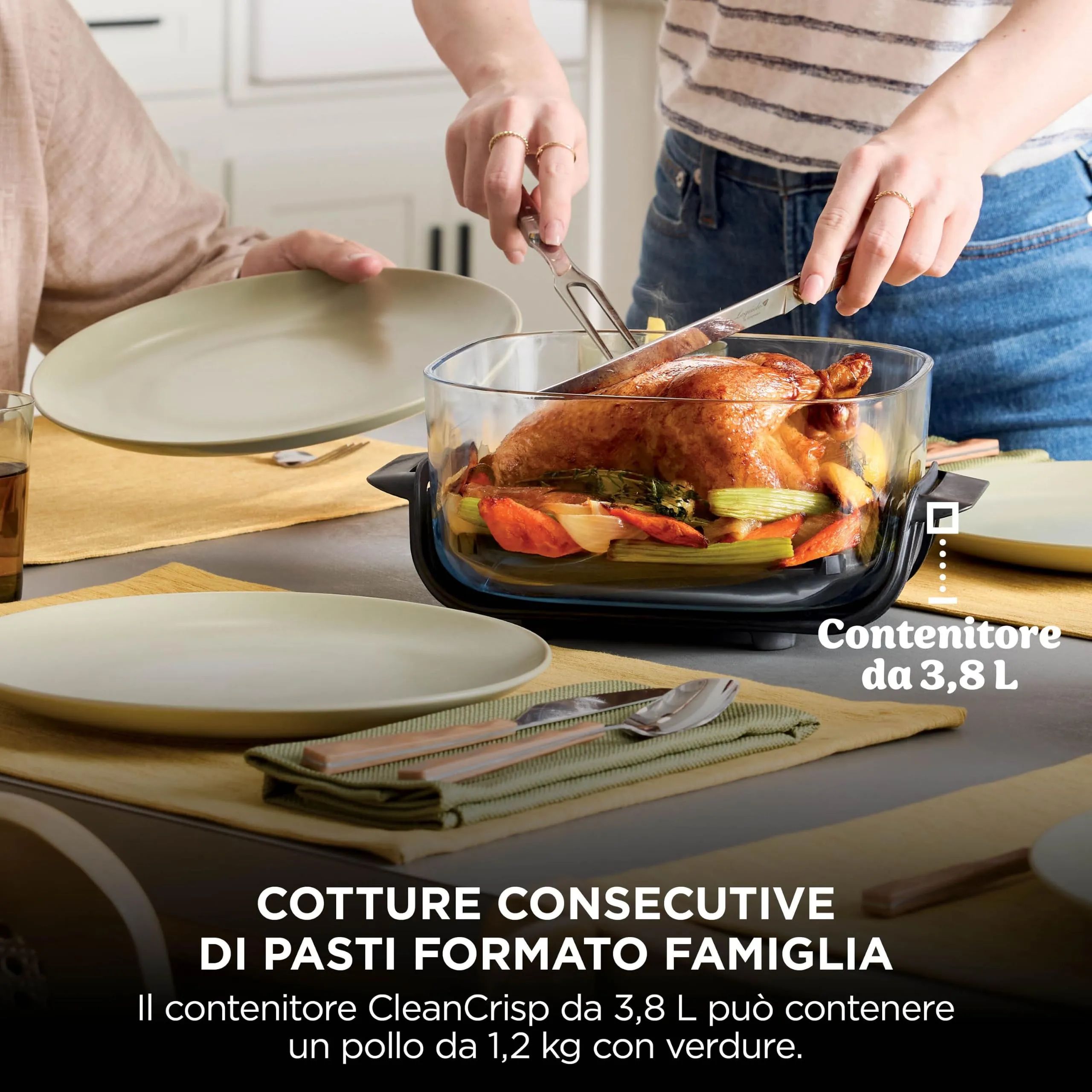 Ninja CRISPi Friggitrice ad aria 4 in 1, 1700 W, 2 contenitori in vetro 2,3 l e 3,8 l, Oro chiaro FN201EUSD1 - immagine 7