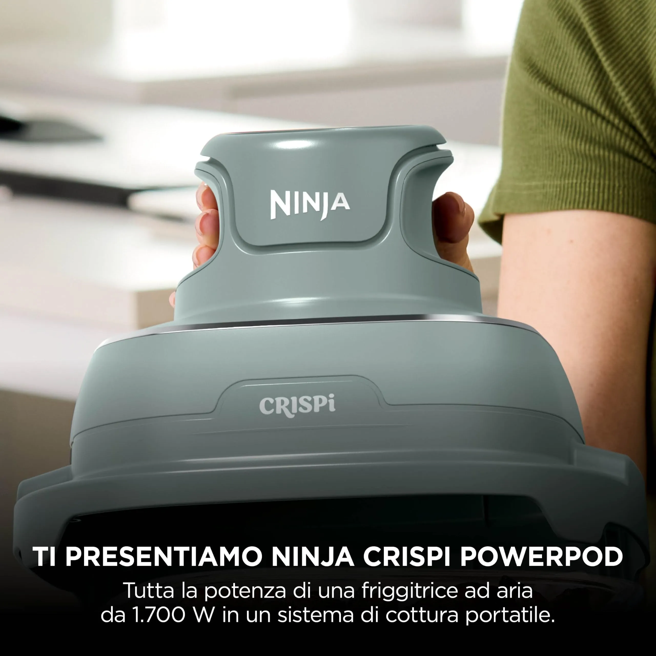 Ninja CRISPi Friggitrice ad Aria 4 in 1, 2,3 l e 3,8 l, 1700 W, Verde Salvia FN201EUGN8 - immagine 4